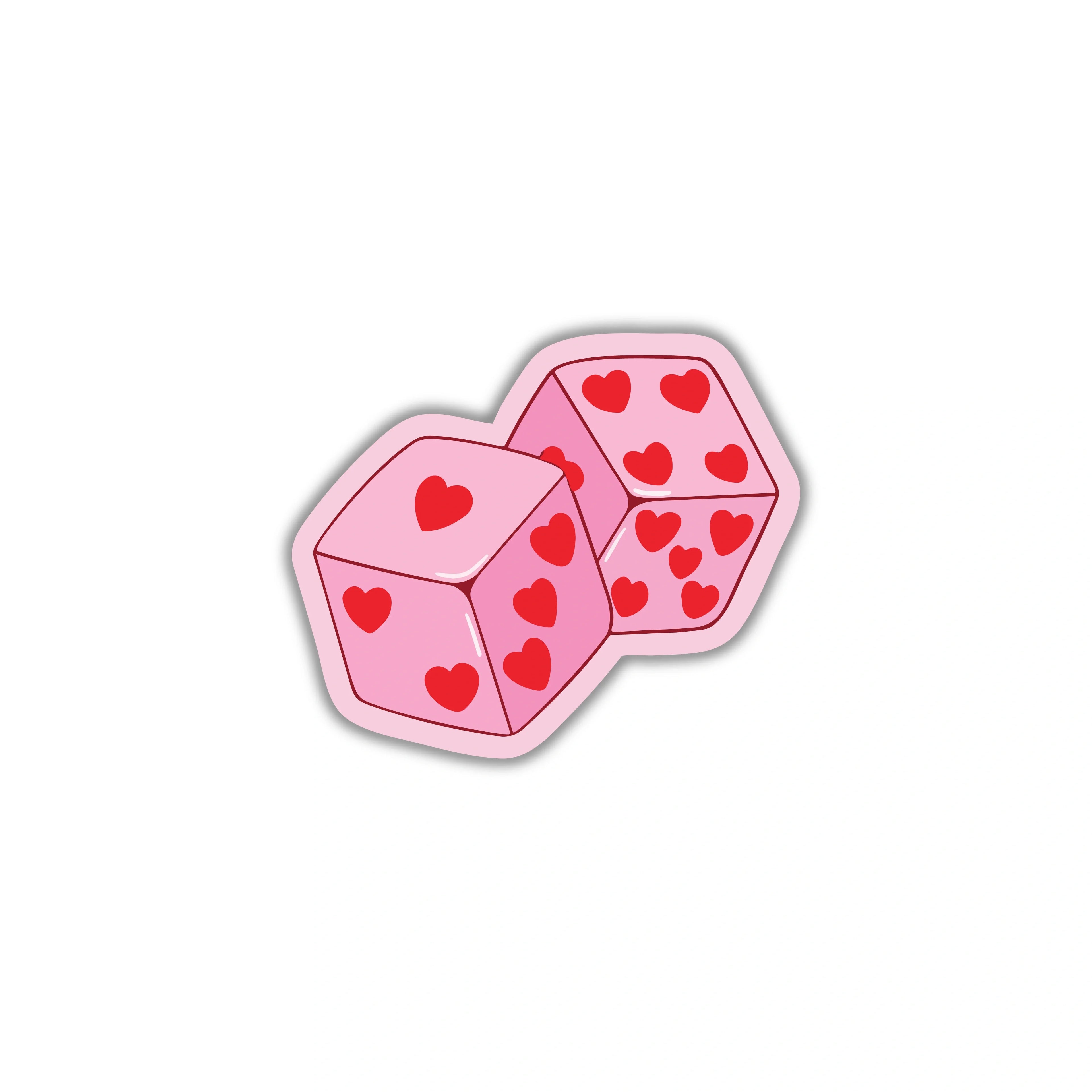 PINK DICE WITH RED HEART