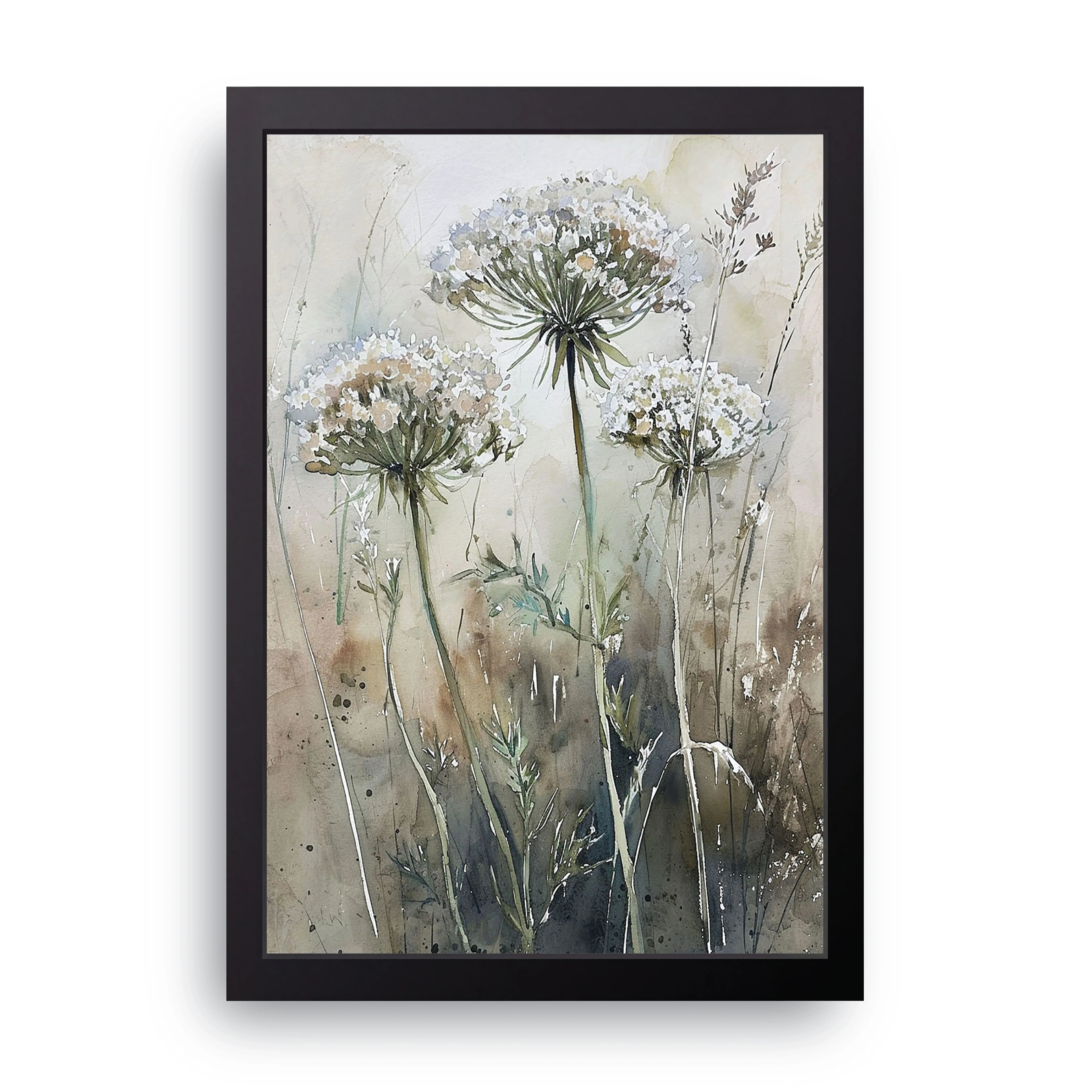 White Umbels Watercolor framed wall art print — HIBR