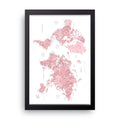 Pink World Map framed wall art print — HIBR