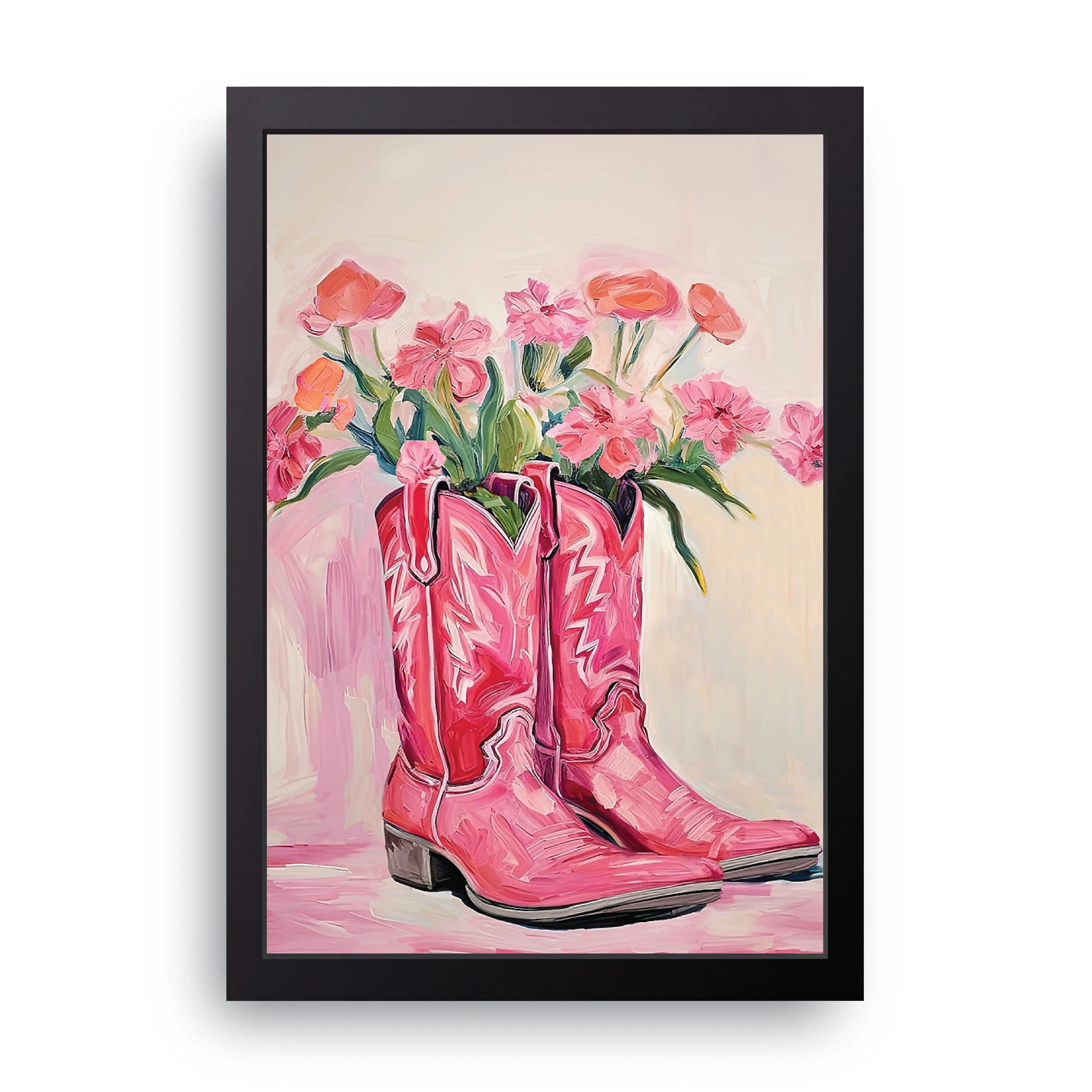 Cowboy Boots Bouquet framed wall art print — HIBR