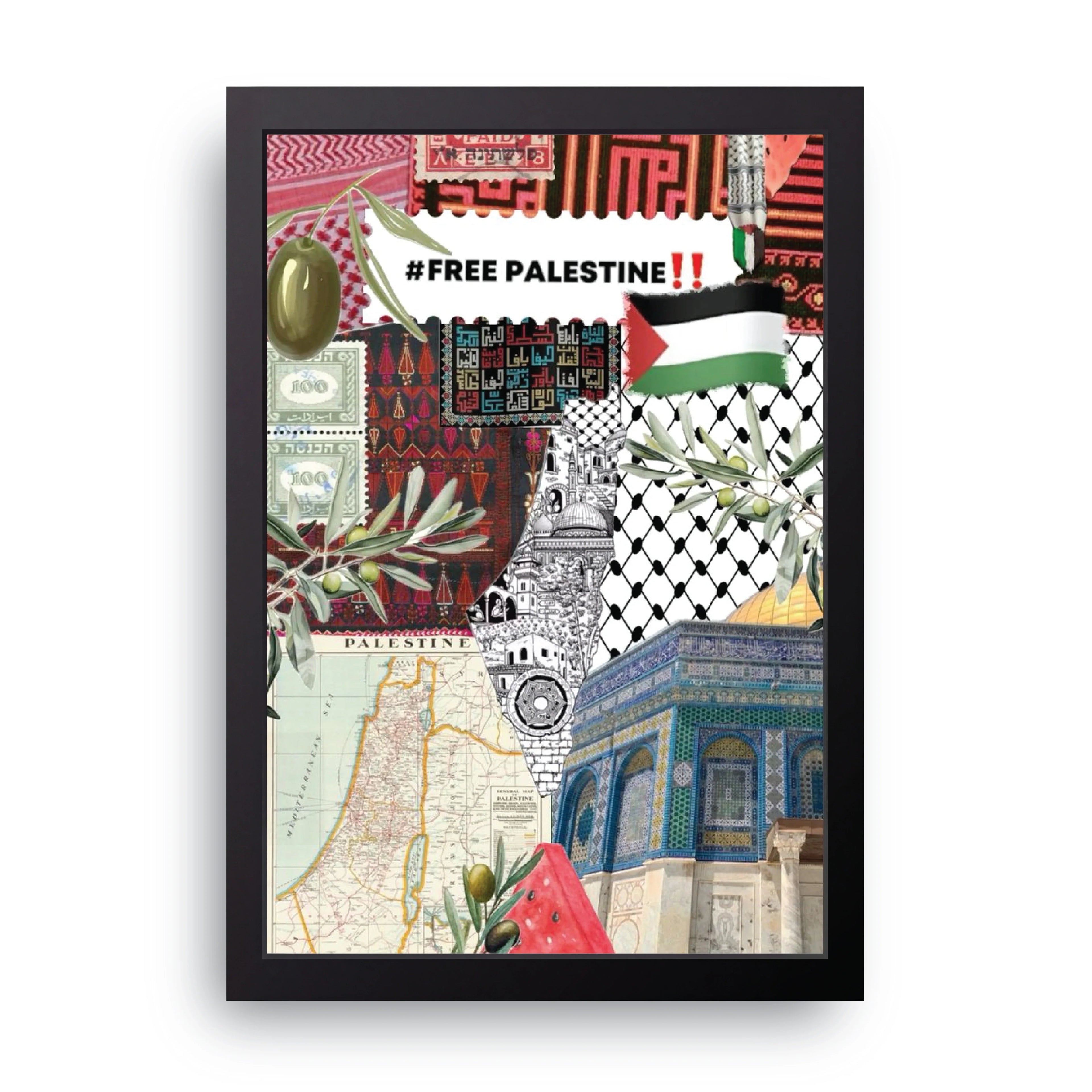 Free Palestine Collage framed wall art print — HIBR