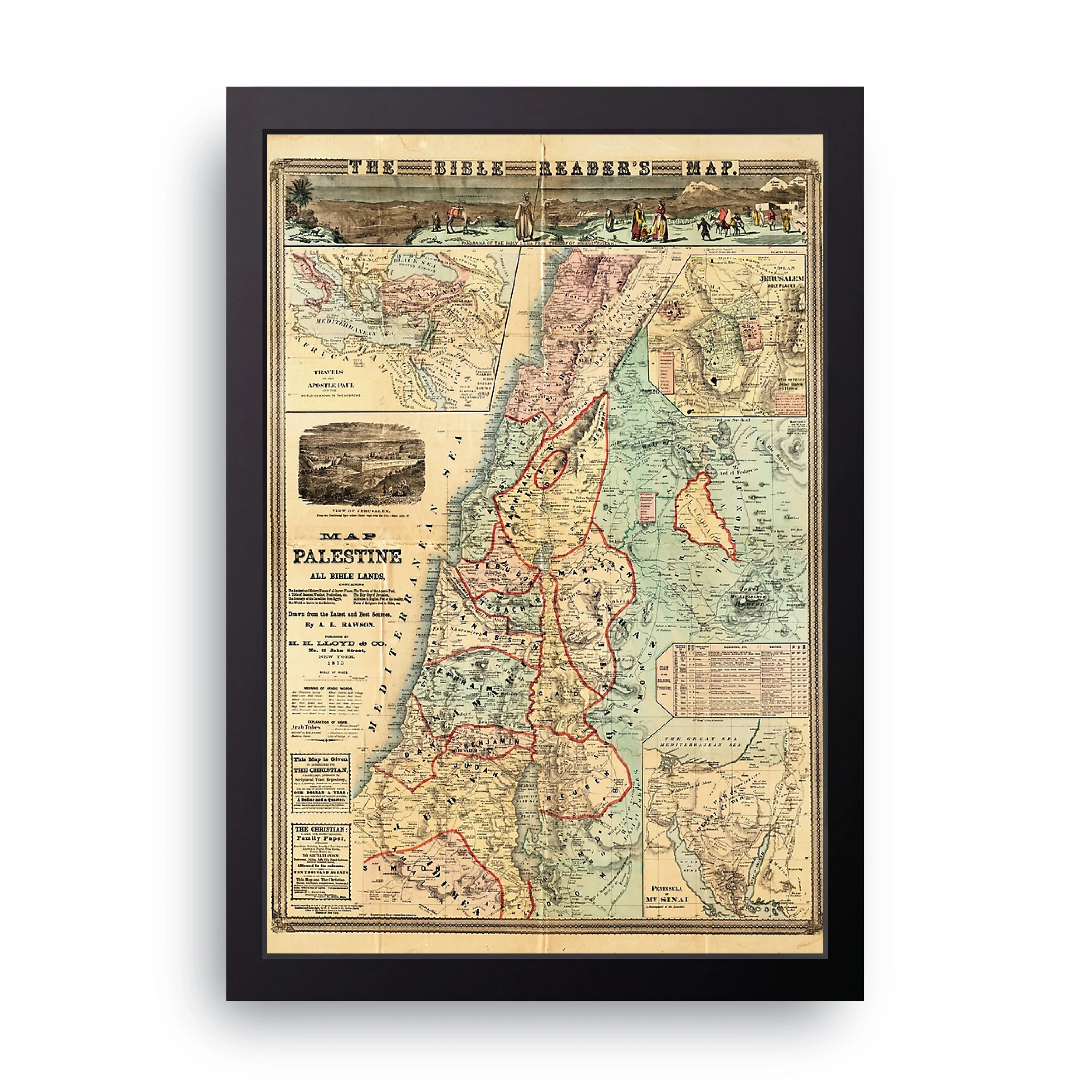 Bible Reader's Map framed wall art print — HIBR