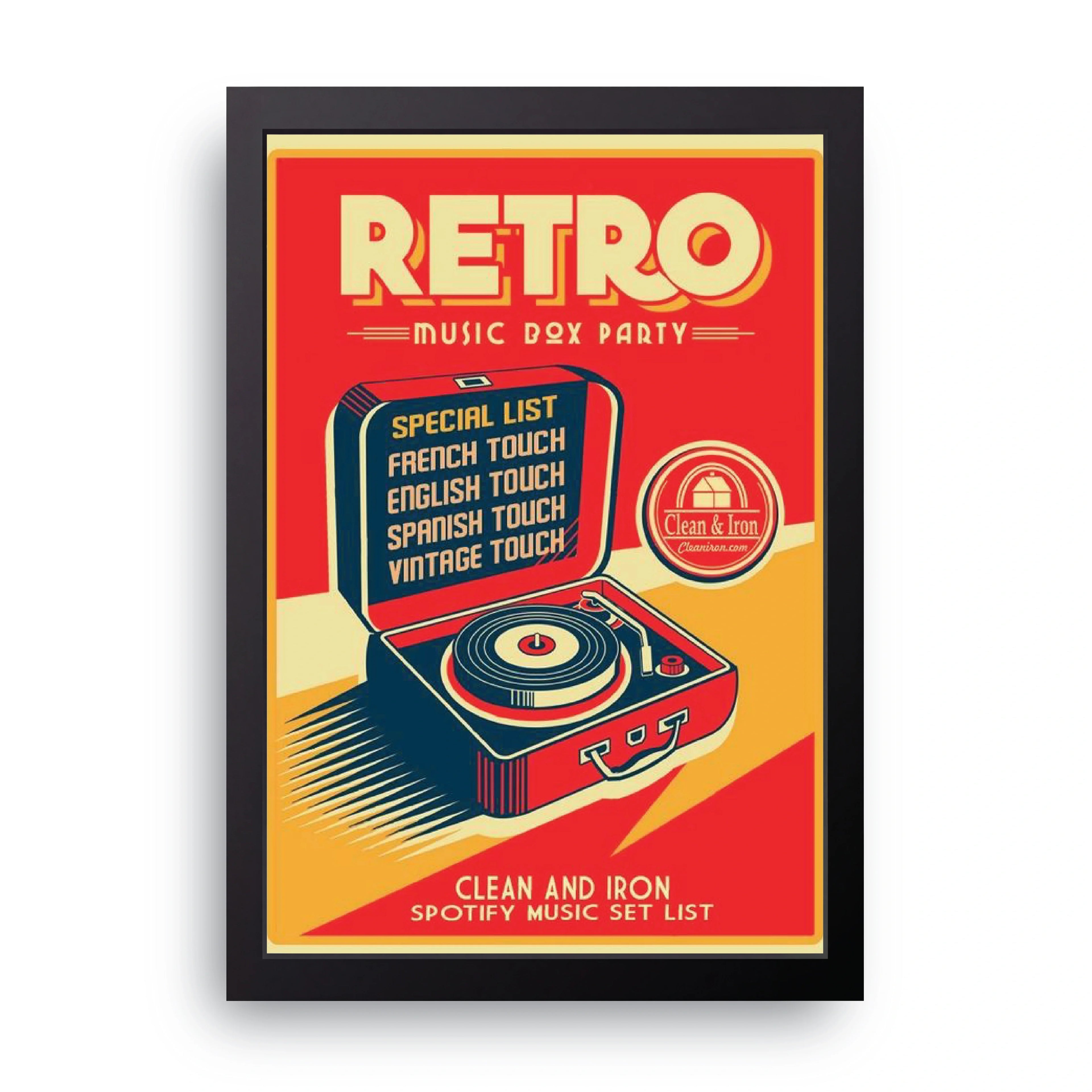 Retro Music Box Party framed wall art print — HIBR