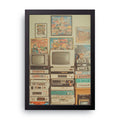 Retro TV Stack framed wall art print — HIBR