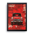 Red Mini Cooper framed wall art print — HIBR