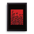 Red Wildflowers Silhouette framed wall art print — HIBR
