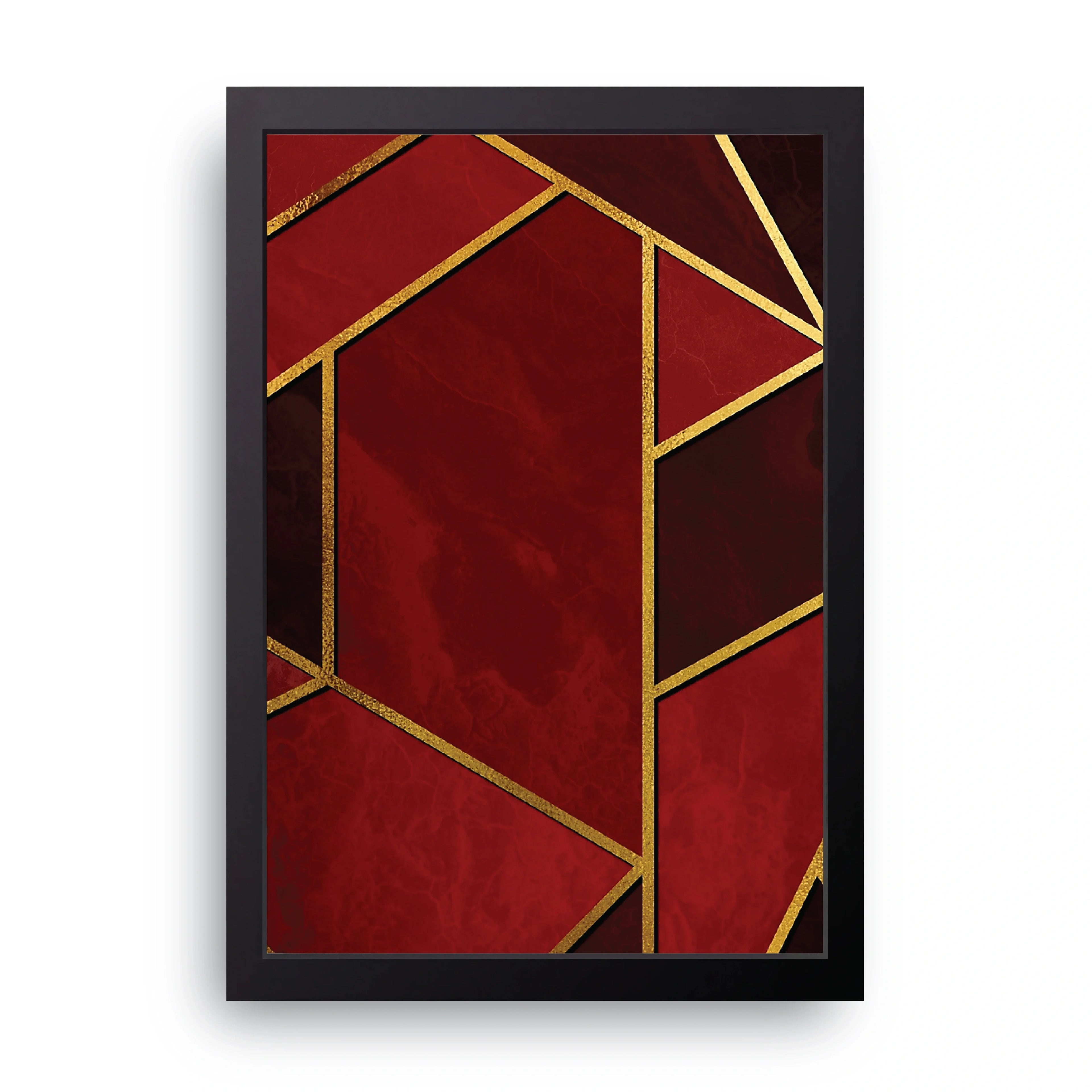 Red Marble Geometry framed wall art print — HIBR