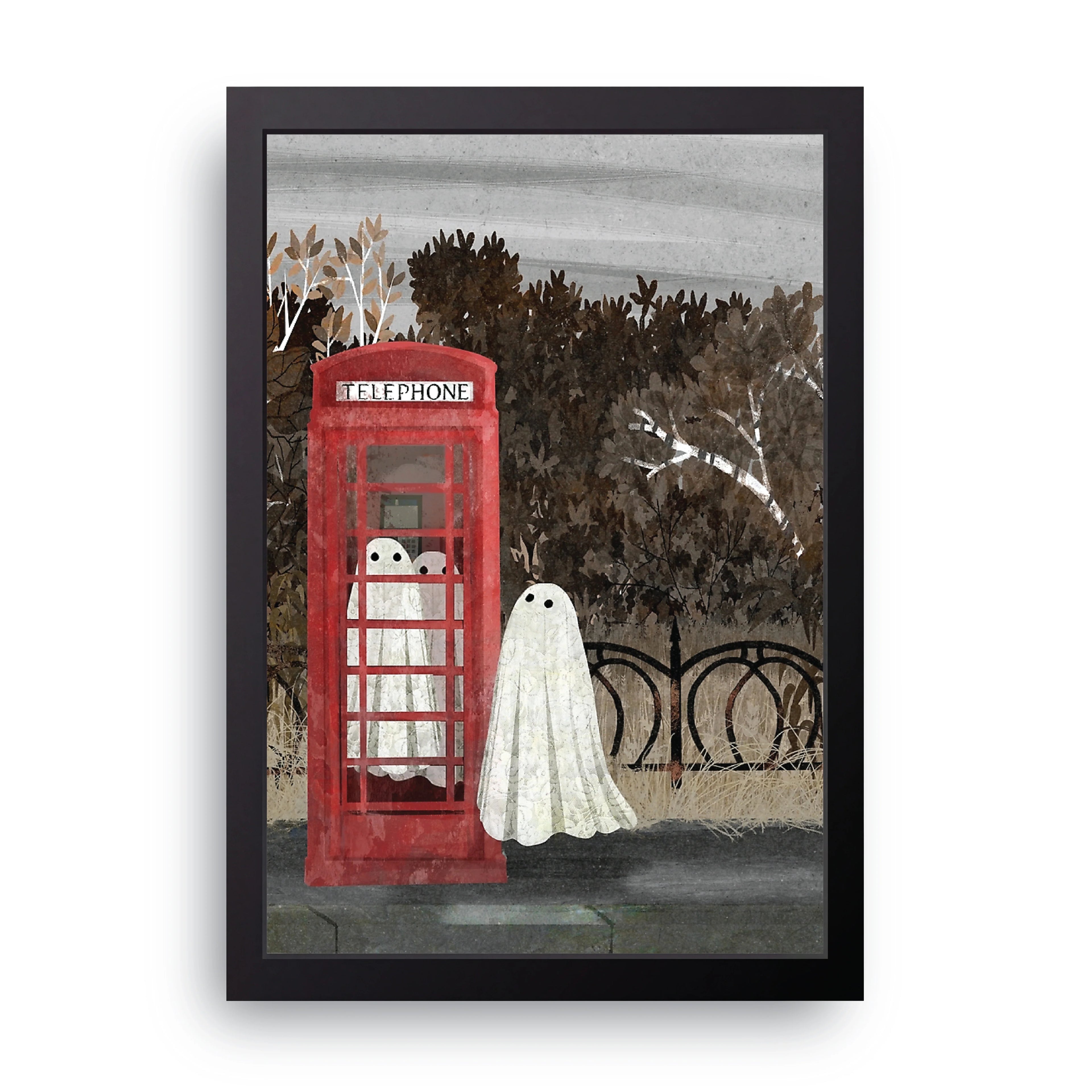 Ghosts At Telephone Box framed wall art print — HIBR