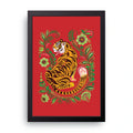 Red Tiger Folk Art framed wall art print — HIBR