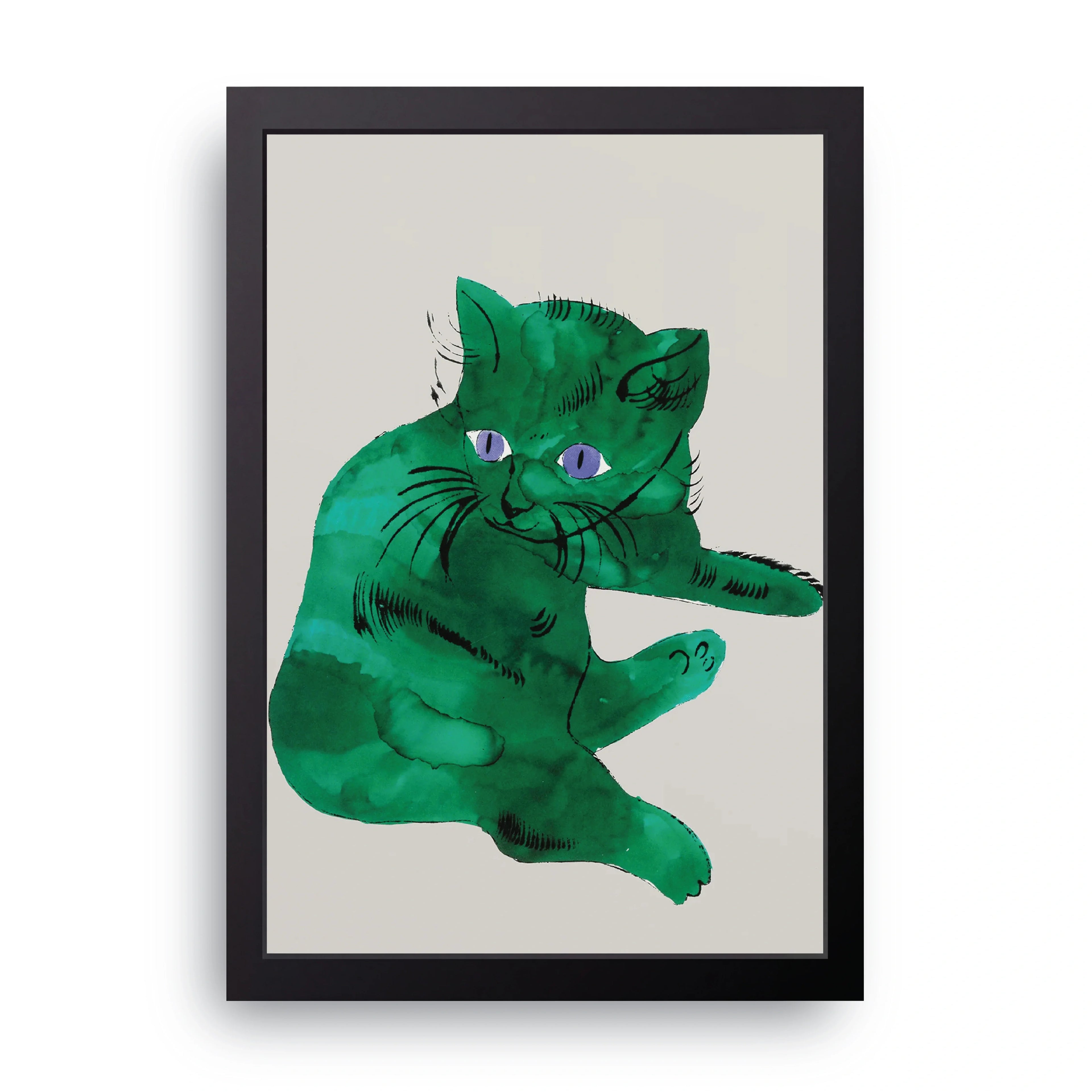Green Cat framed wall art print — HIBR
