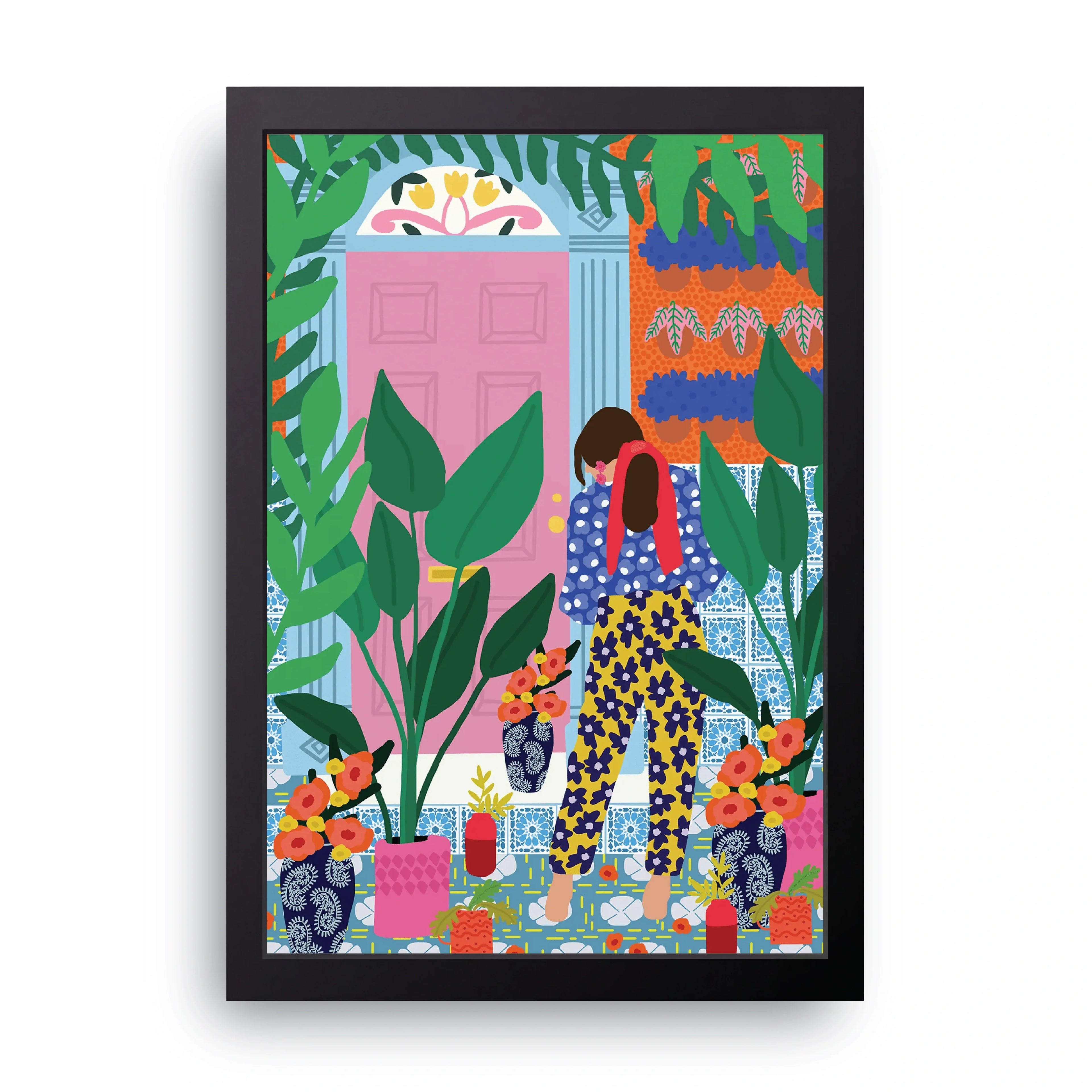 Pink Door Courtyard framed wall art print — HIBR