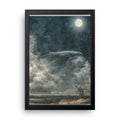 Whale Moon Night framed wall art print — HIBR