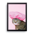 Shower Cap Cat framed wall art print — HIBR