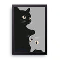 Peeking Black Cats framed wall art print — HIBR