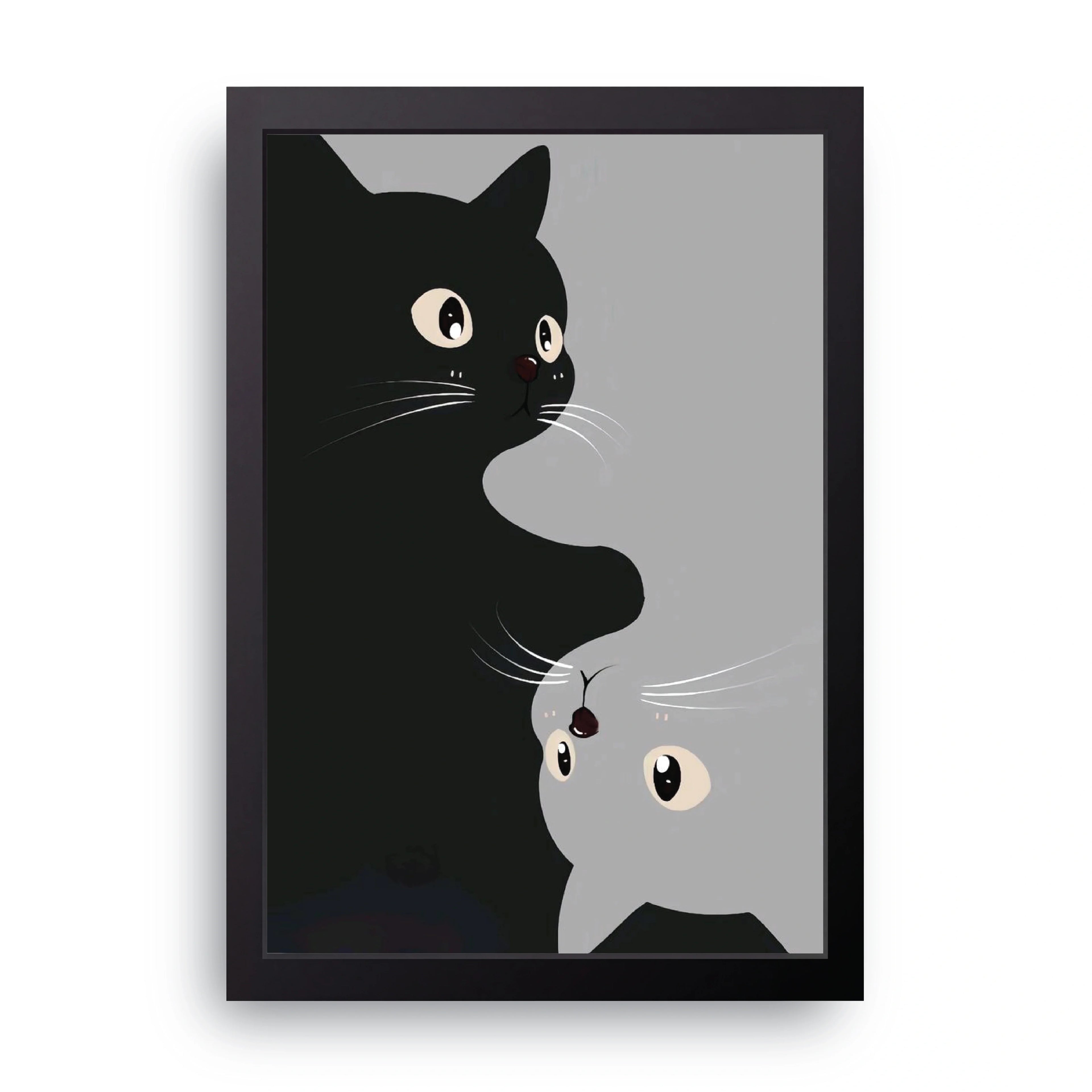 Peeking Black Cats framed wall art print — HIBR