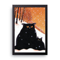 Black Cats In Snow framed wall art print — HIBR