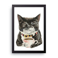 Cozy Cat Coffee framed wall art print — HIBR