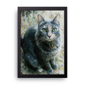 Grey Cat Portrait framed wall art print — HIBR