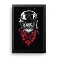 Biker Cat framed wall art print — HIBR