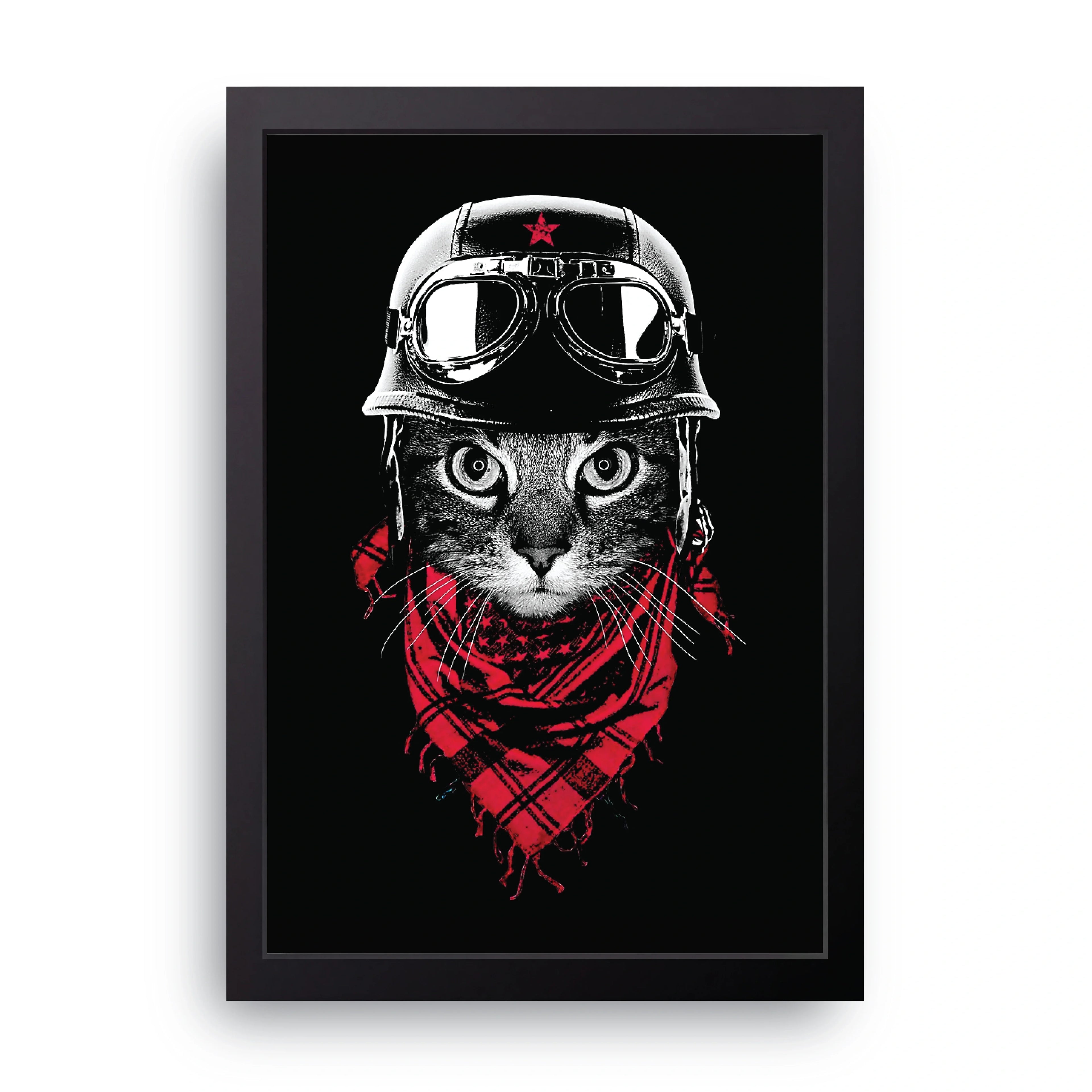 Biker Cat framed wall art print — HIBR