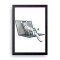 Cat On Laptop framed wall art print — HIBR
