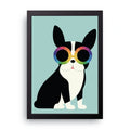 Rainbow Glasses Dog framed wall art print — HIBR