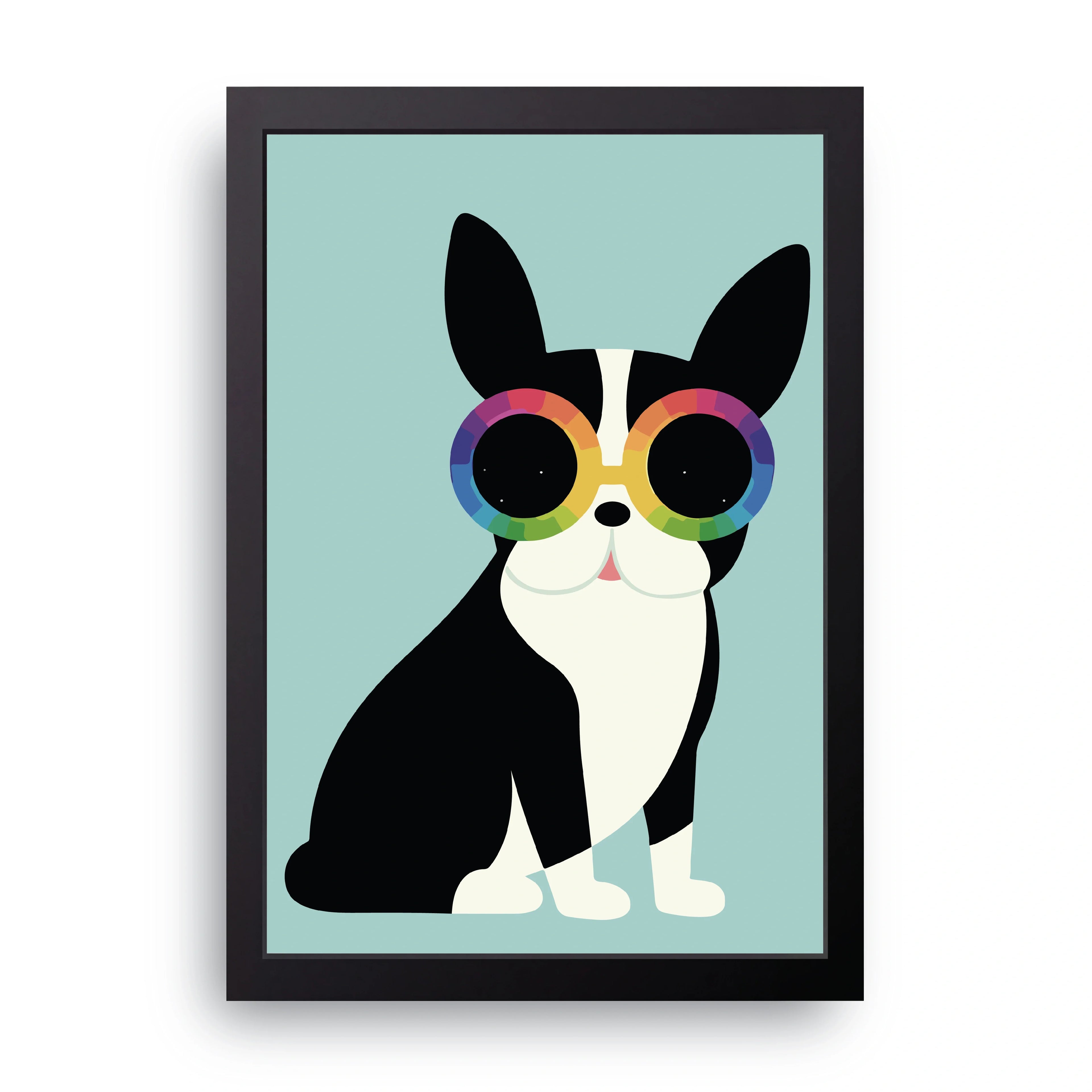 Rainbow Glasses Dog framed wall art print — HIBR