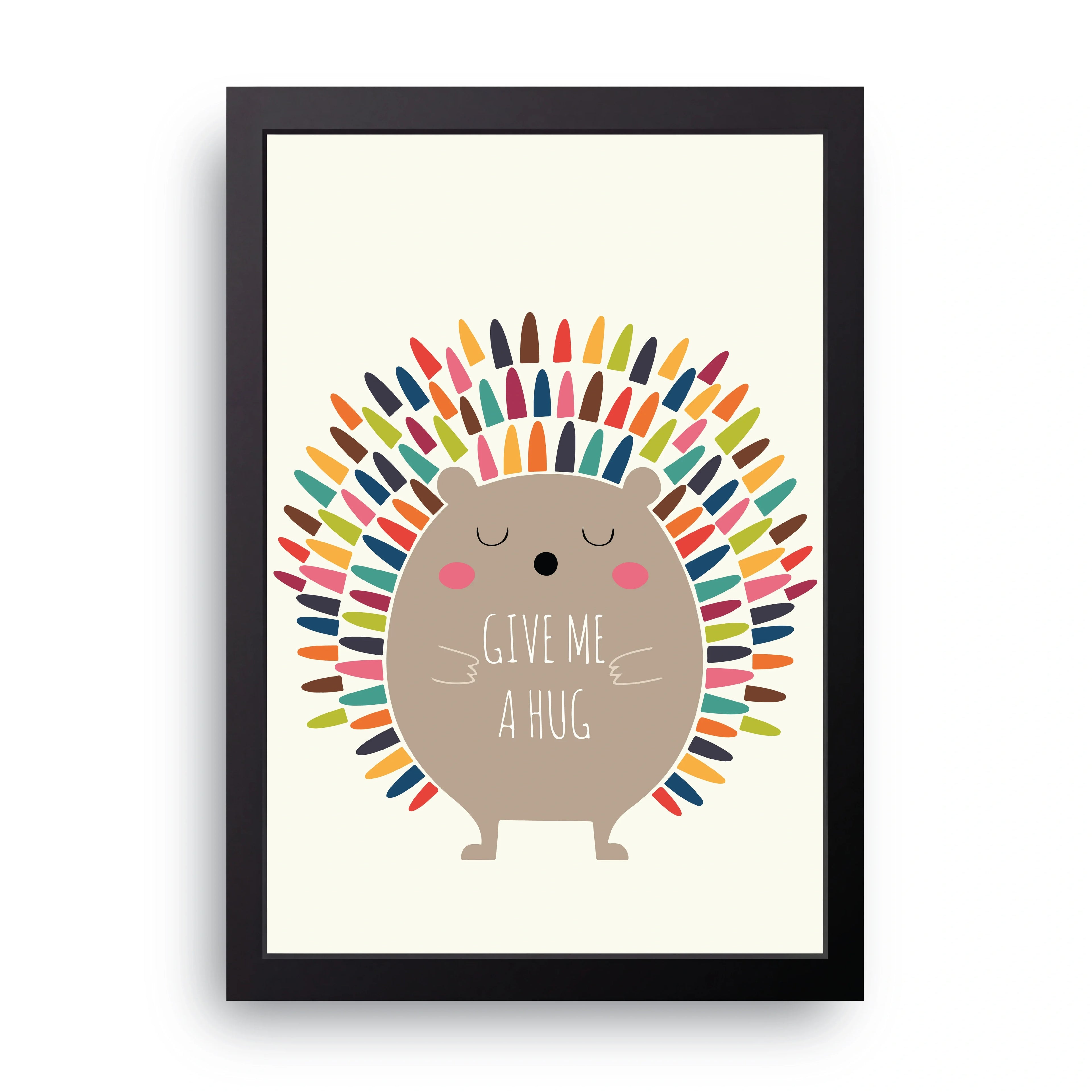 Give Me A Hug Hedgehog framed wall art print — HIBR