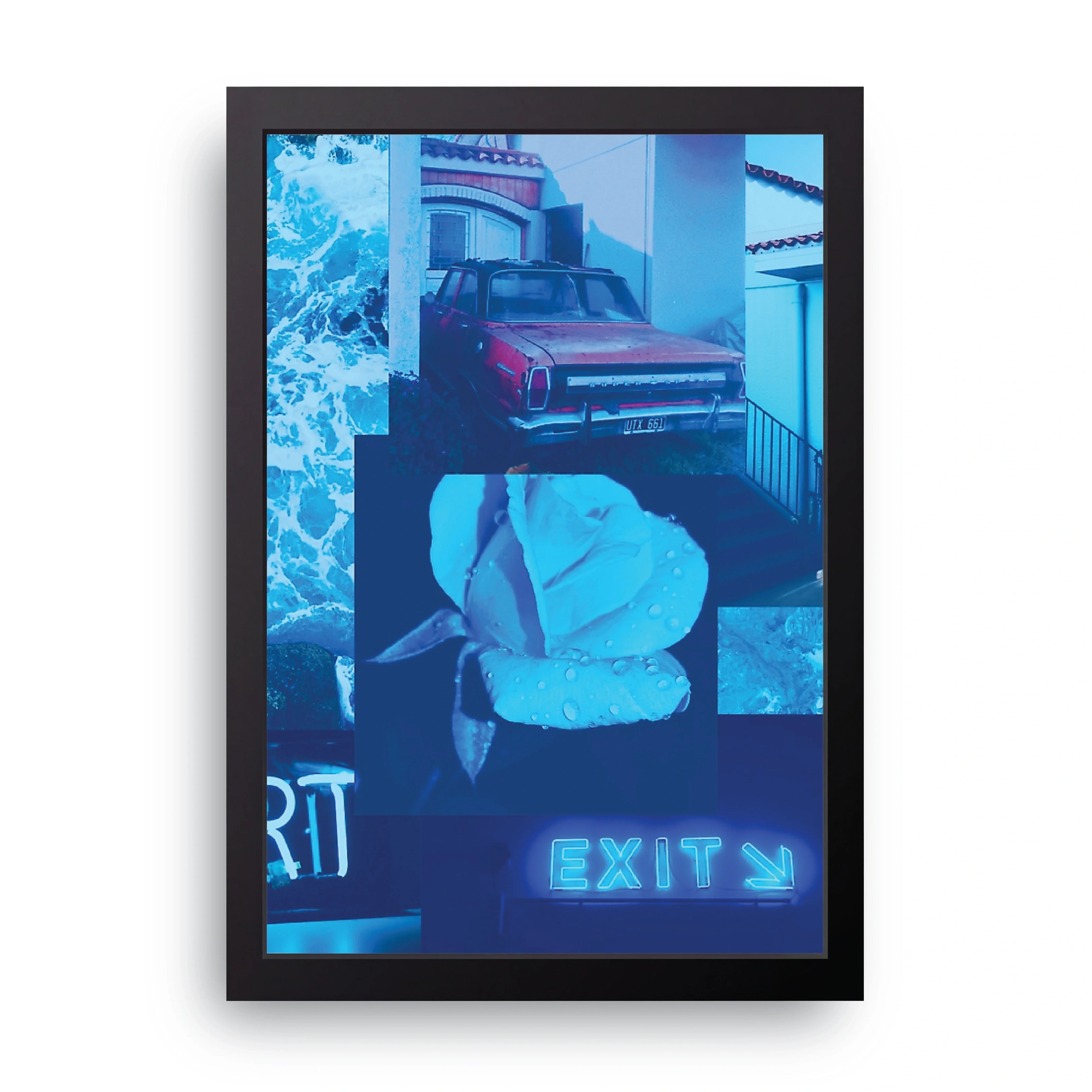 Blue Collage framed wall art print — HIBR