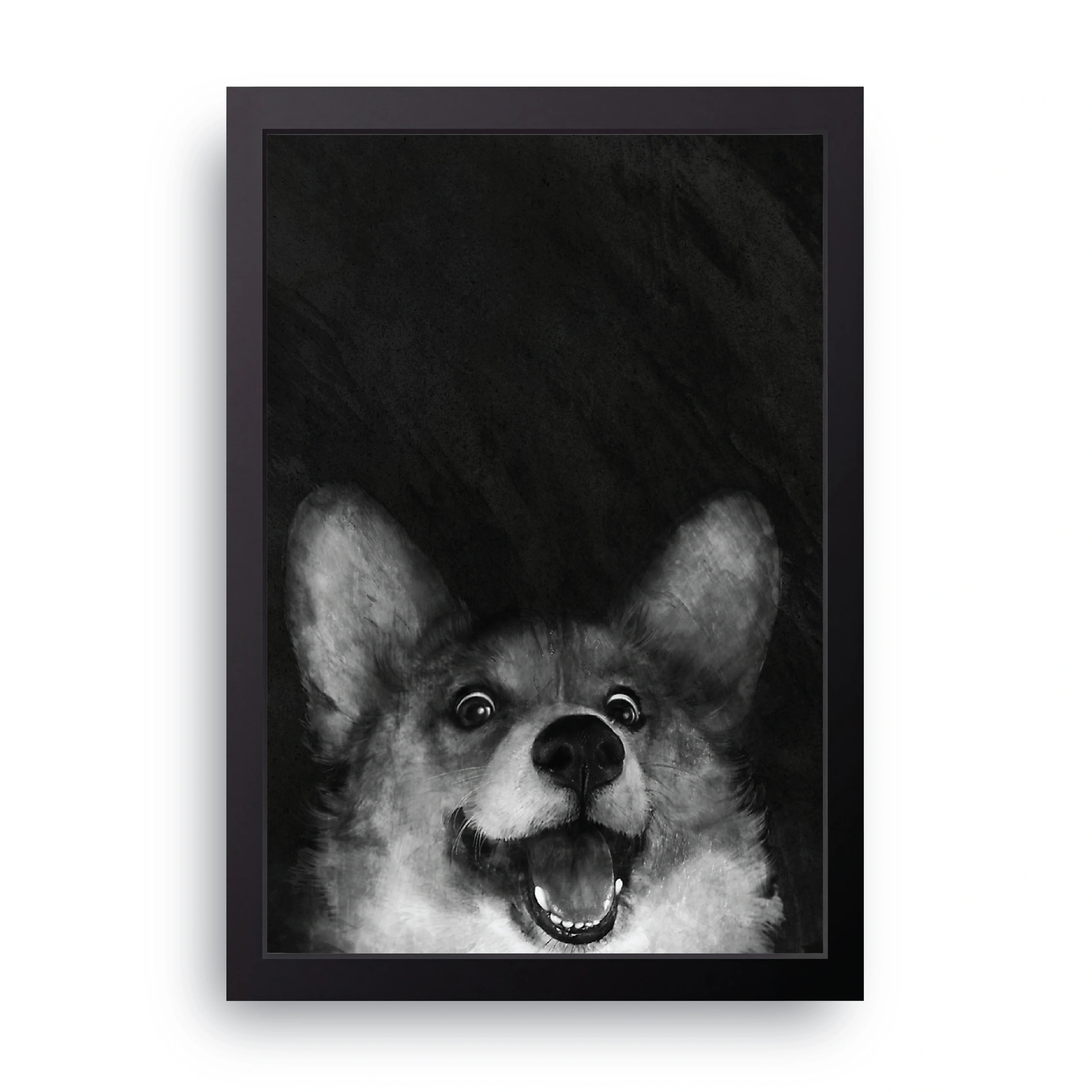 Laughing Corgi framed wall art print — HIBR
