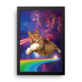 Laser Eyes Space Cat framed wall art print — HIBR