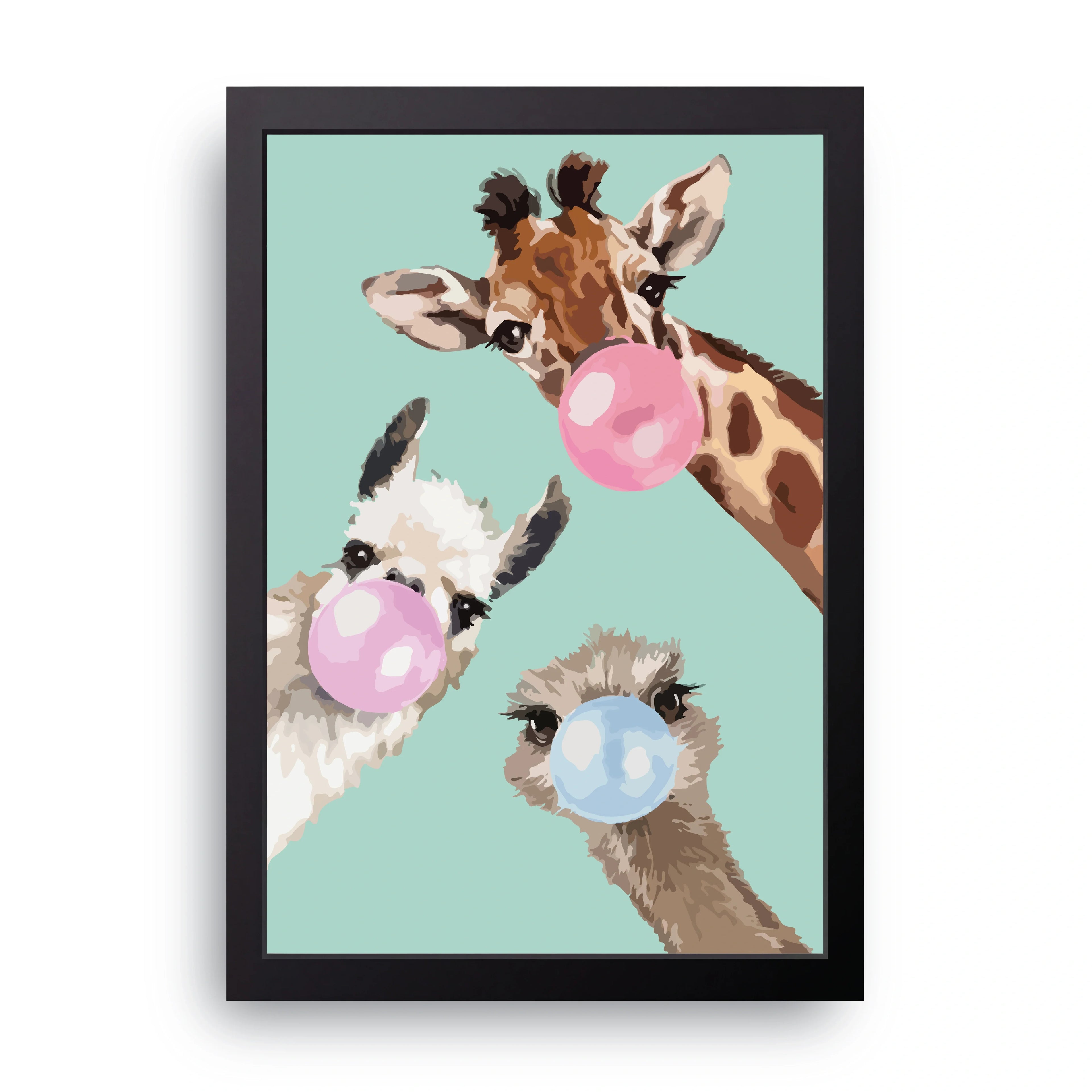 Bubblegum Giraffes framed wall art print — HIBR