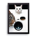Cats And Washing Machine framed wall art print — HIBR