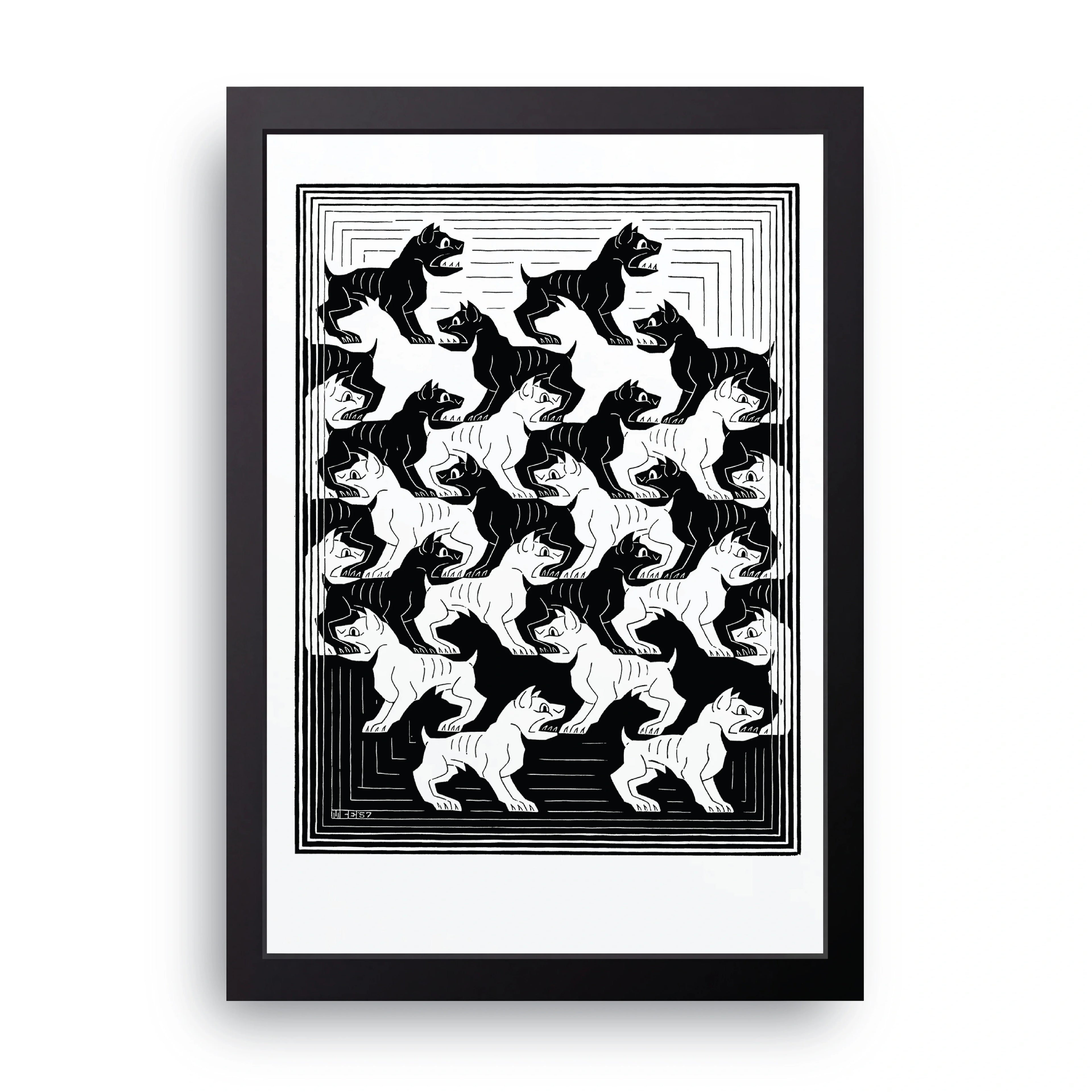 Escher Dogs framed wall art print — HIBR