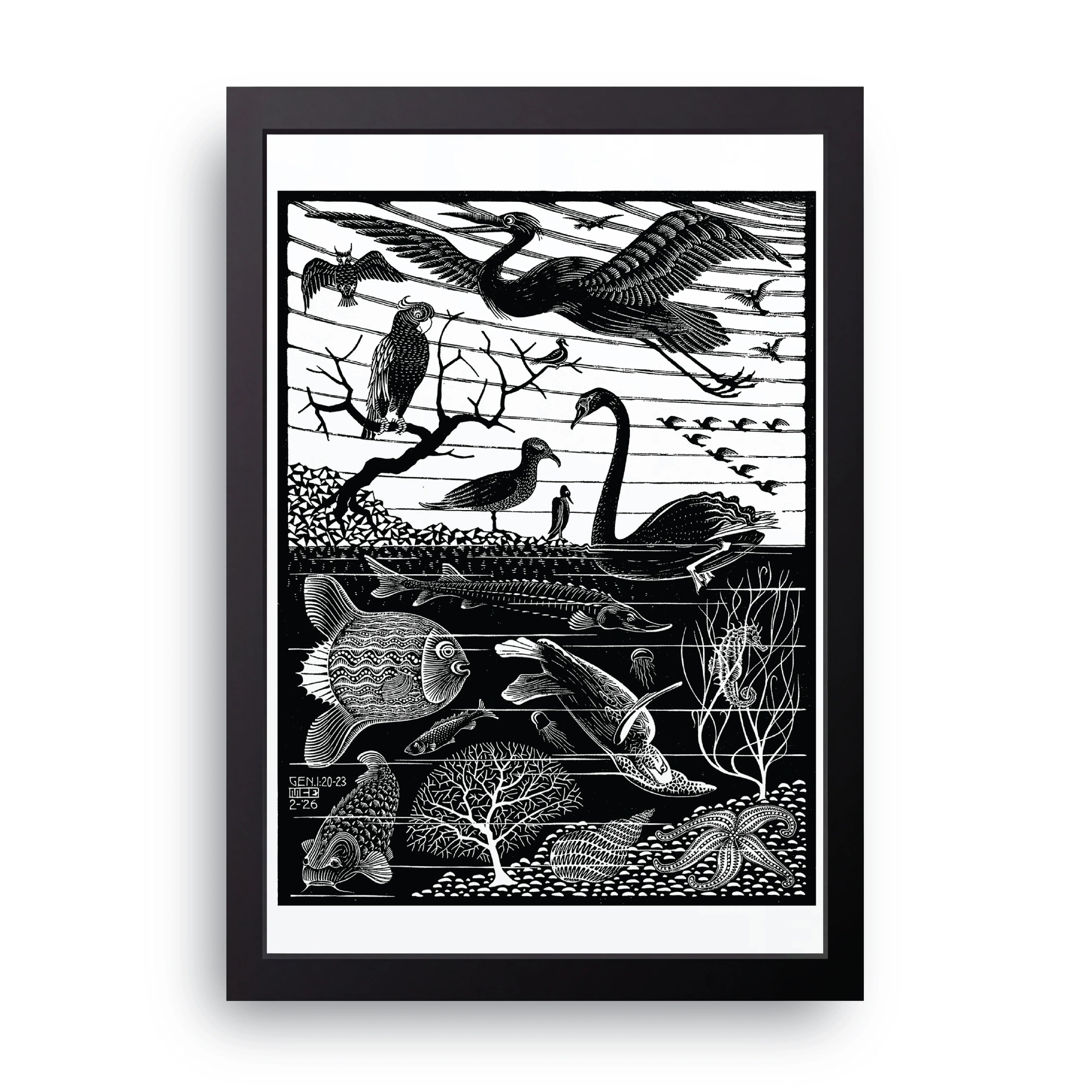 Nature Engraving framed wall art print — HIBR