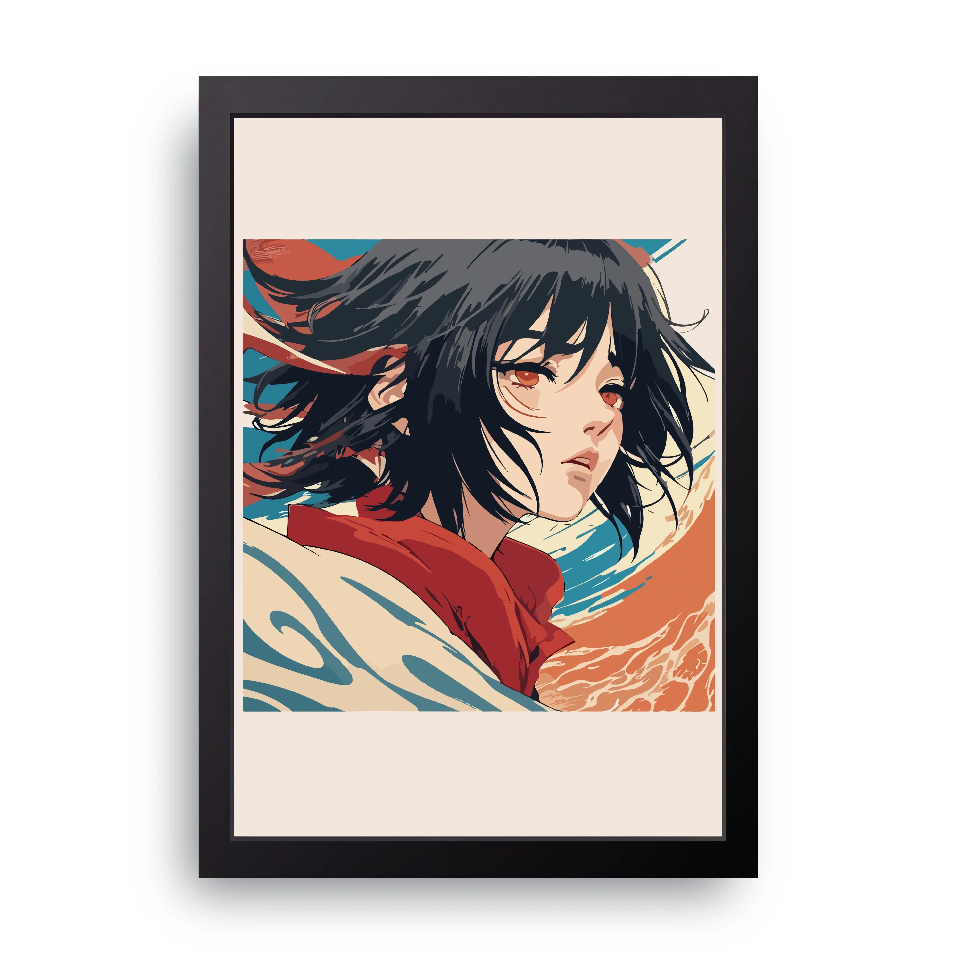 Windswept Anime Girl framed wall art print — HIBR