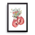 Floral Boxing Gloves framed wall art print — HIBR