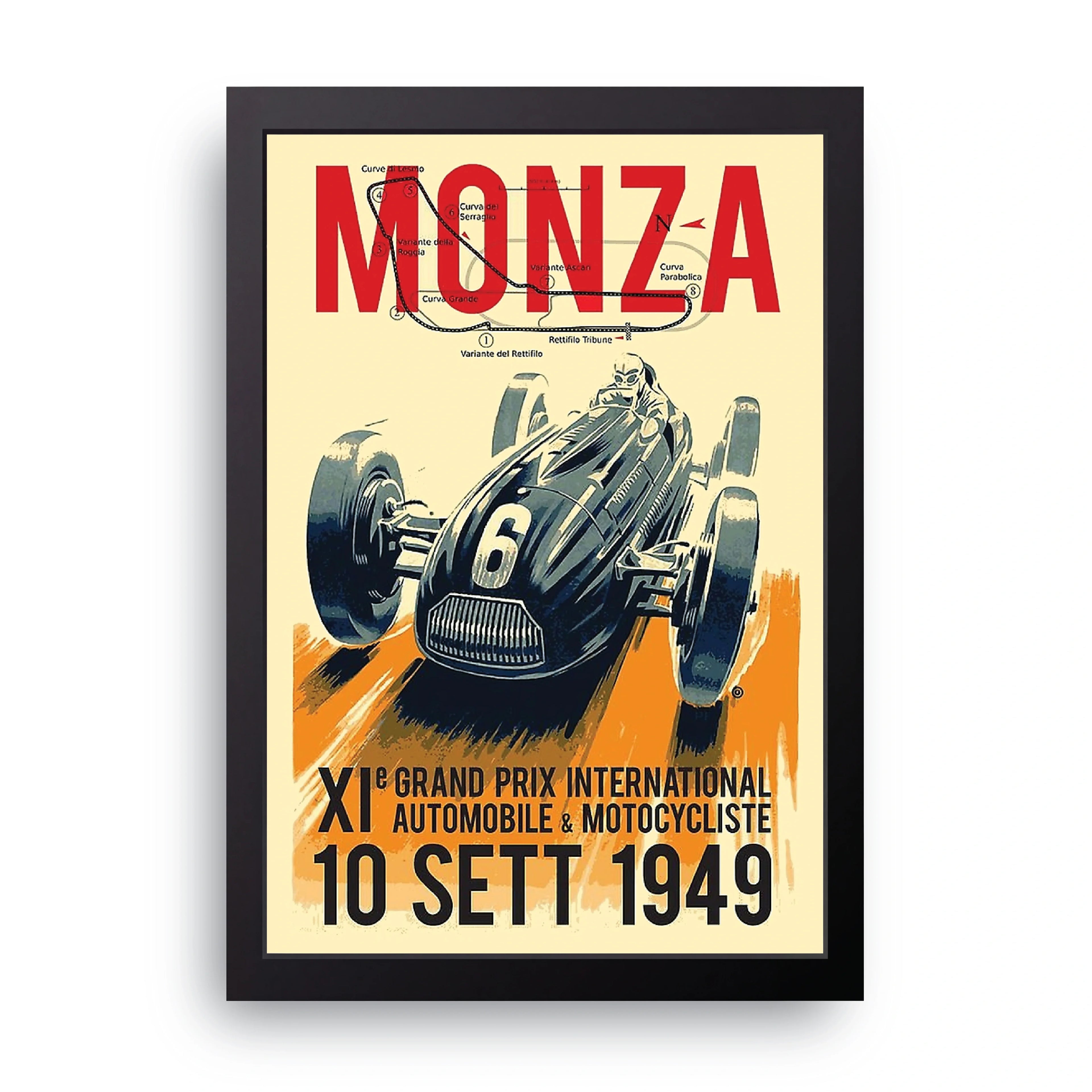 Monza Grand Prix framed wall art print — HIBR