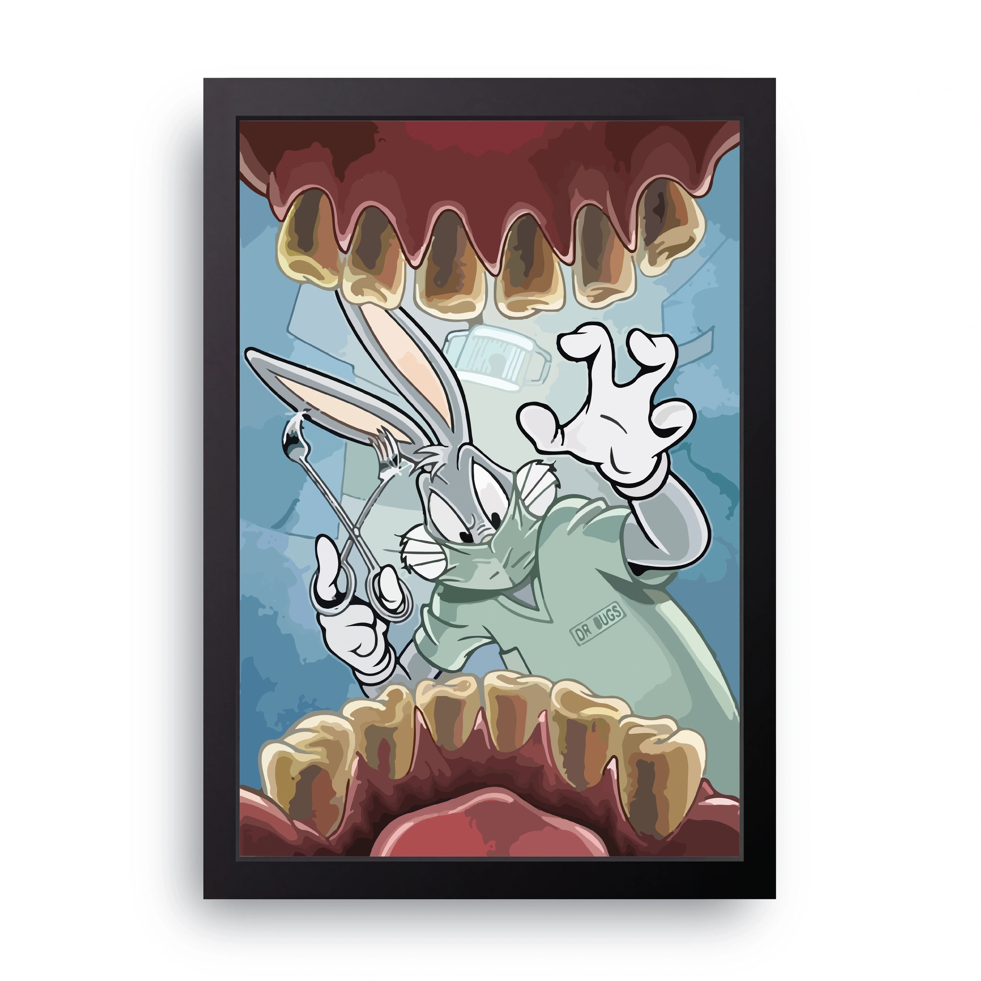 Bugs Bunny Dentist framed wall art print — HIBR