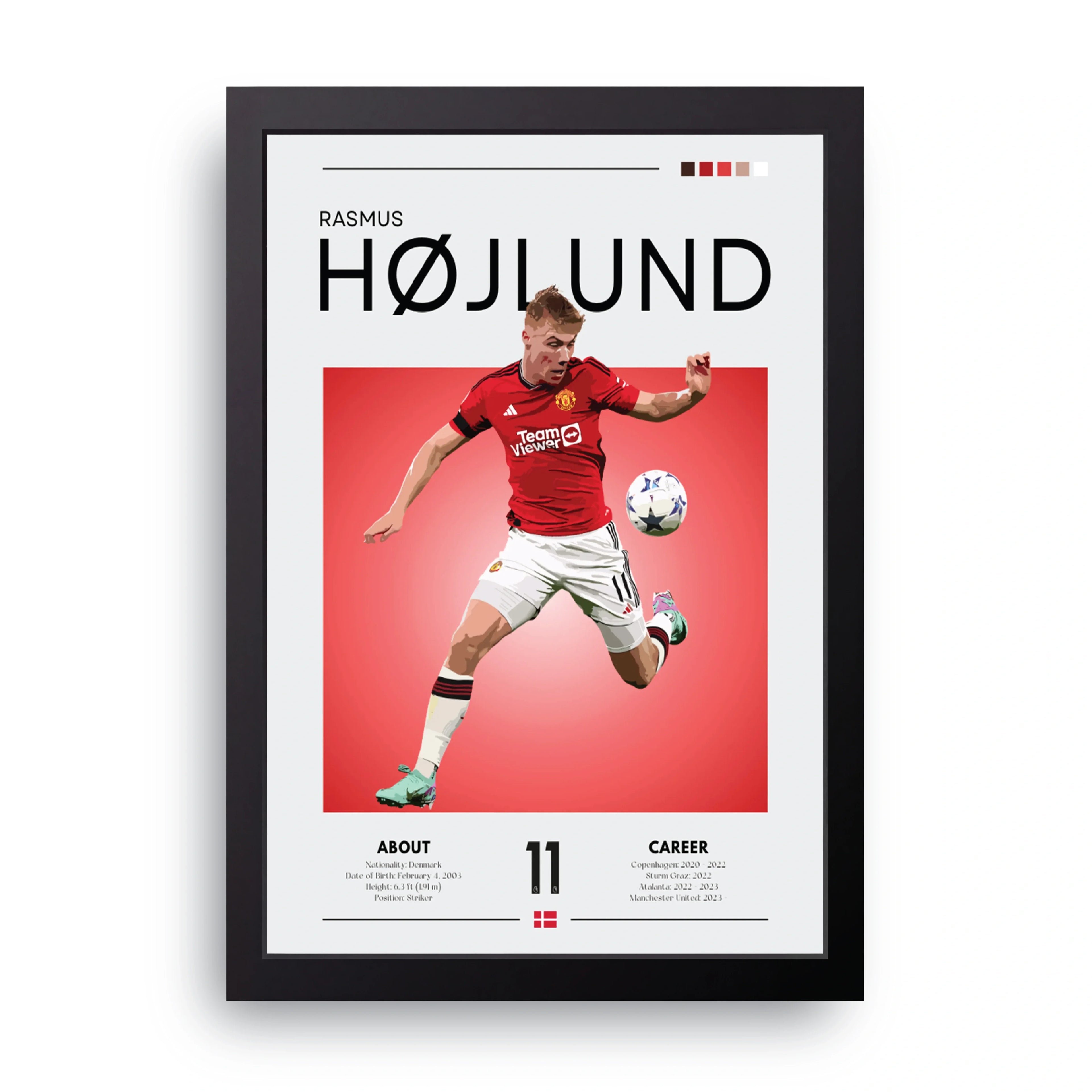 Rasmus Hojlund framed wall art print — HIBR