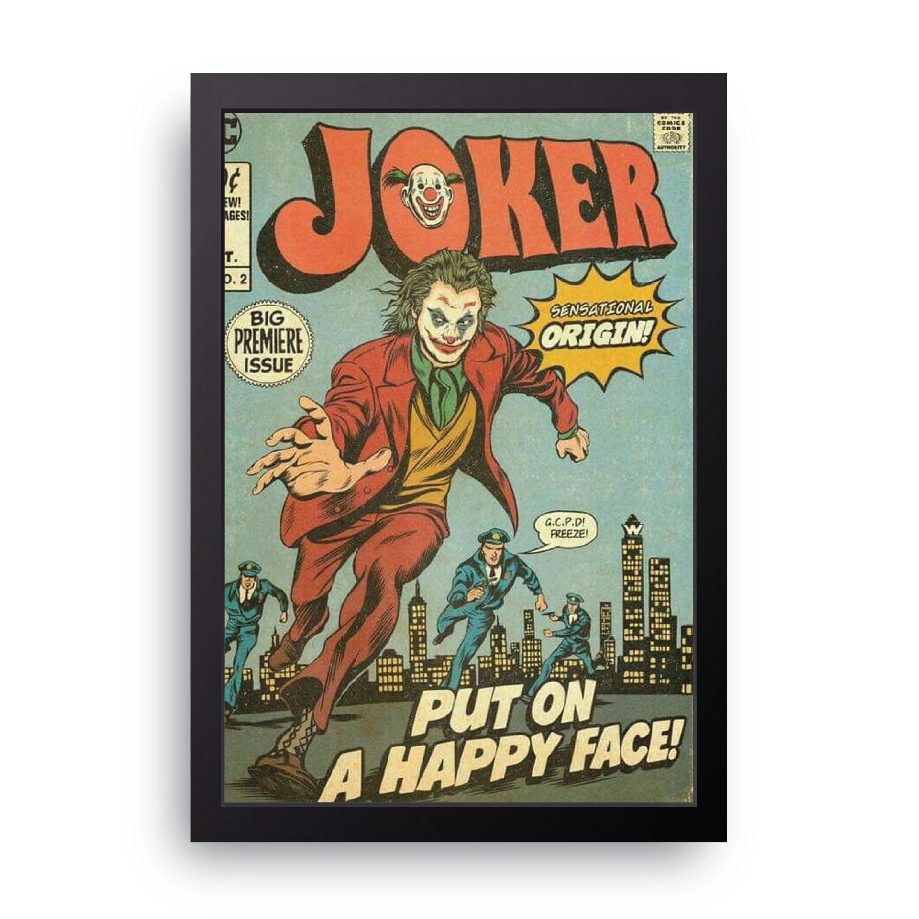 Joker Happy Face framed wall art print — HIBR