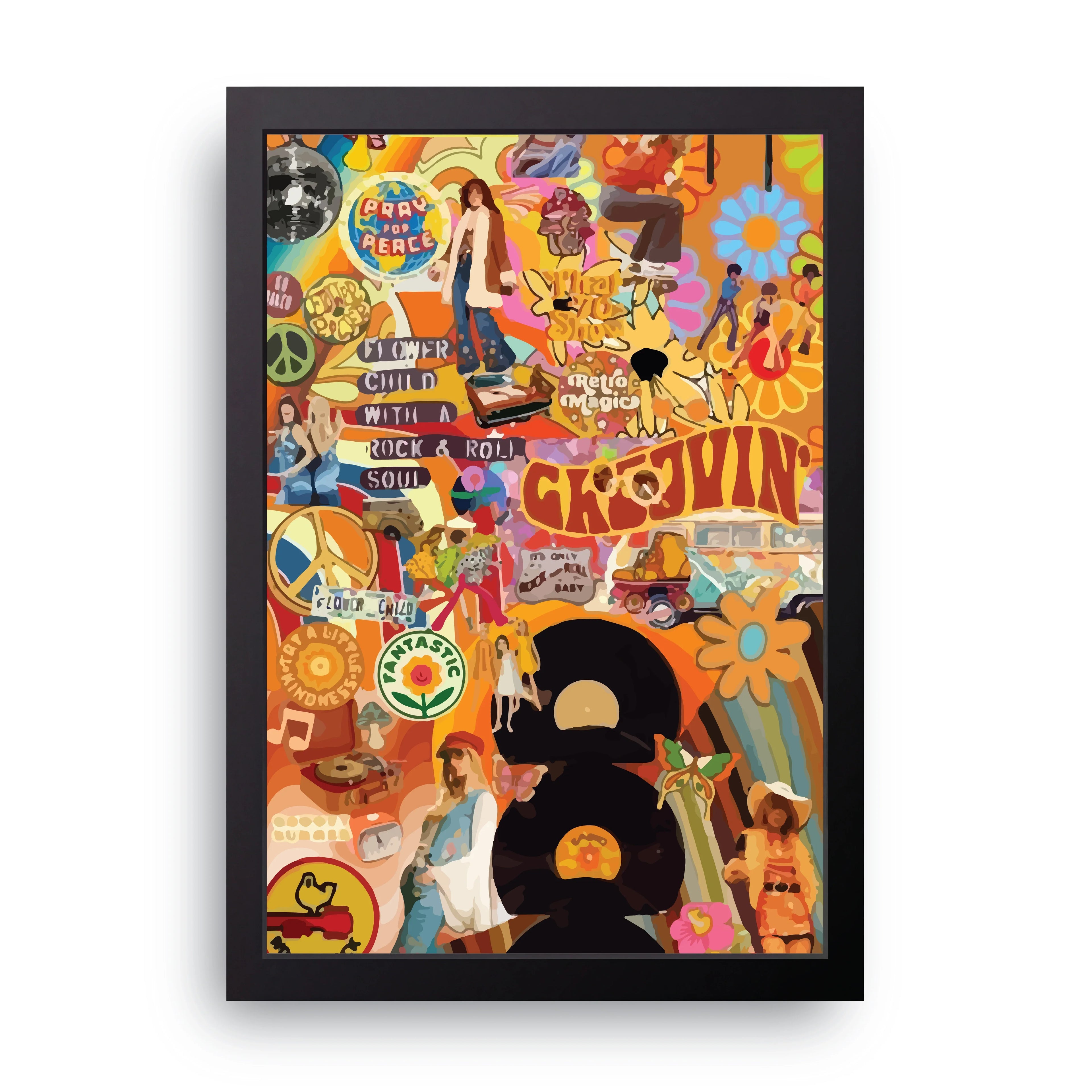 Retro Groovy Collage framed wall art print — HIBR