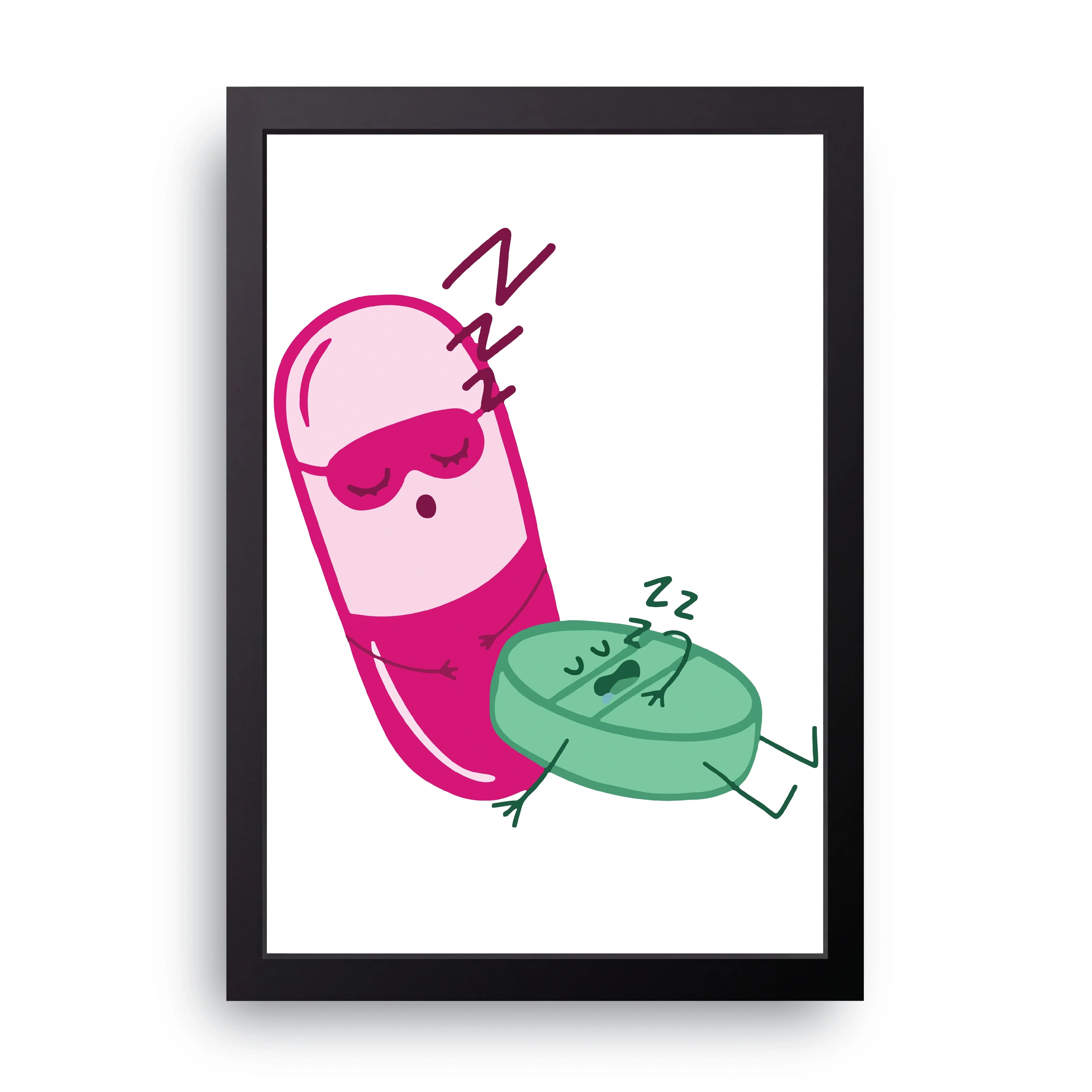 Sleepy Pills framed wall art print — HIBR