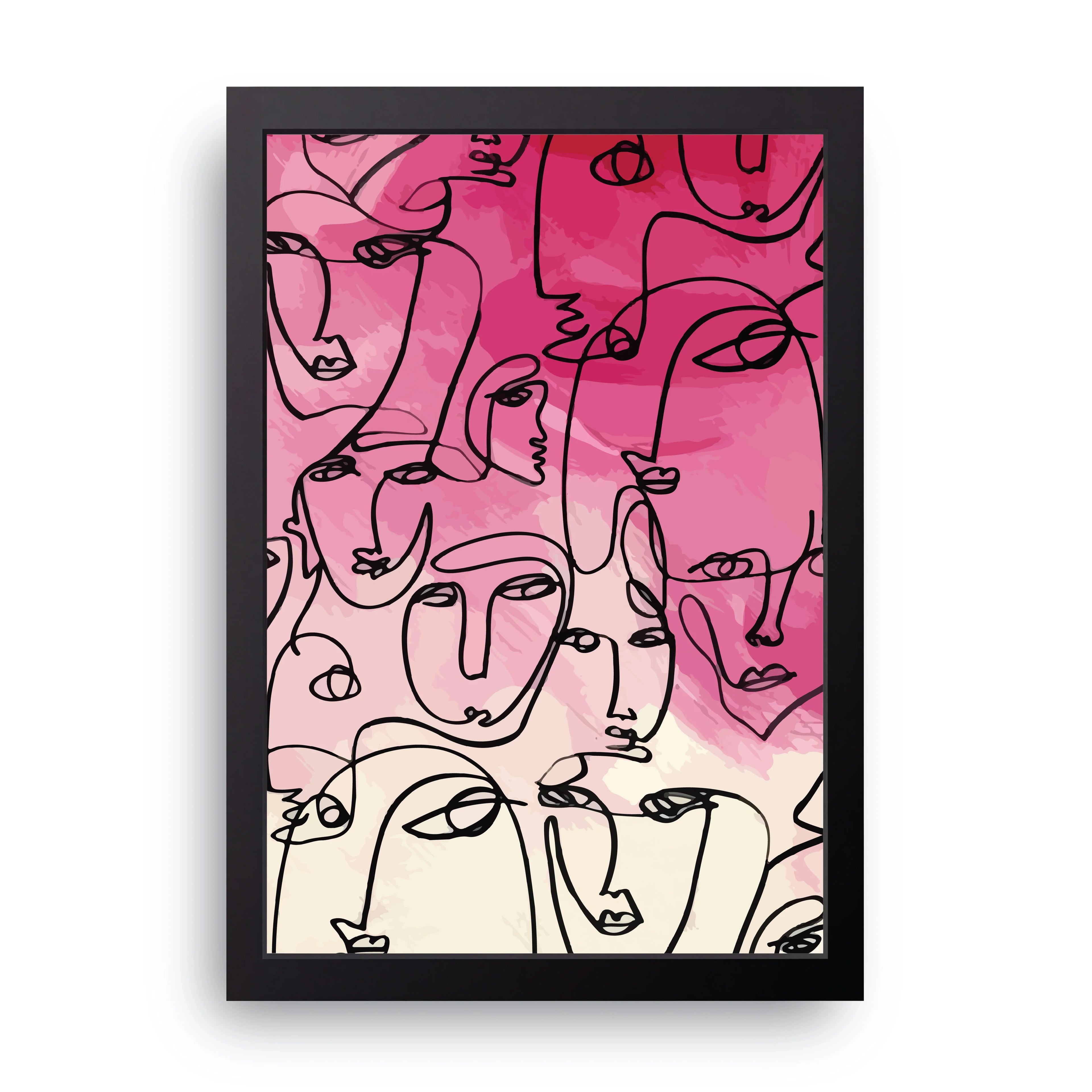 Line Face Crowd framed wall art print — HIBR