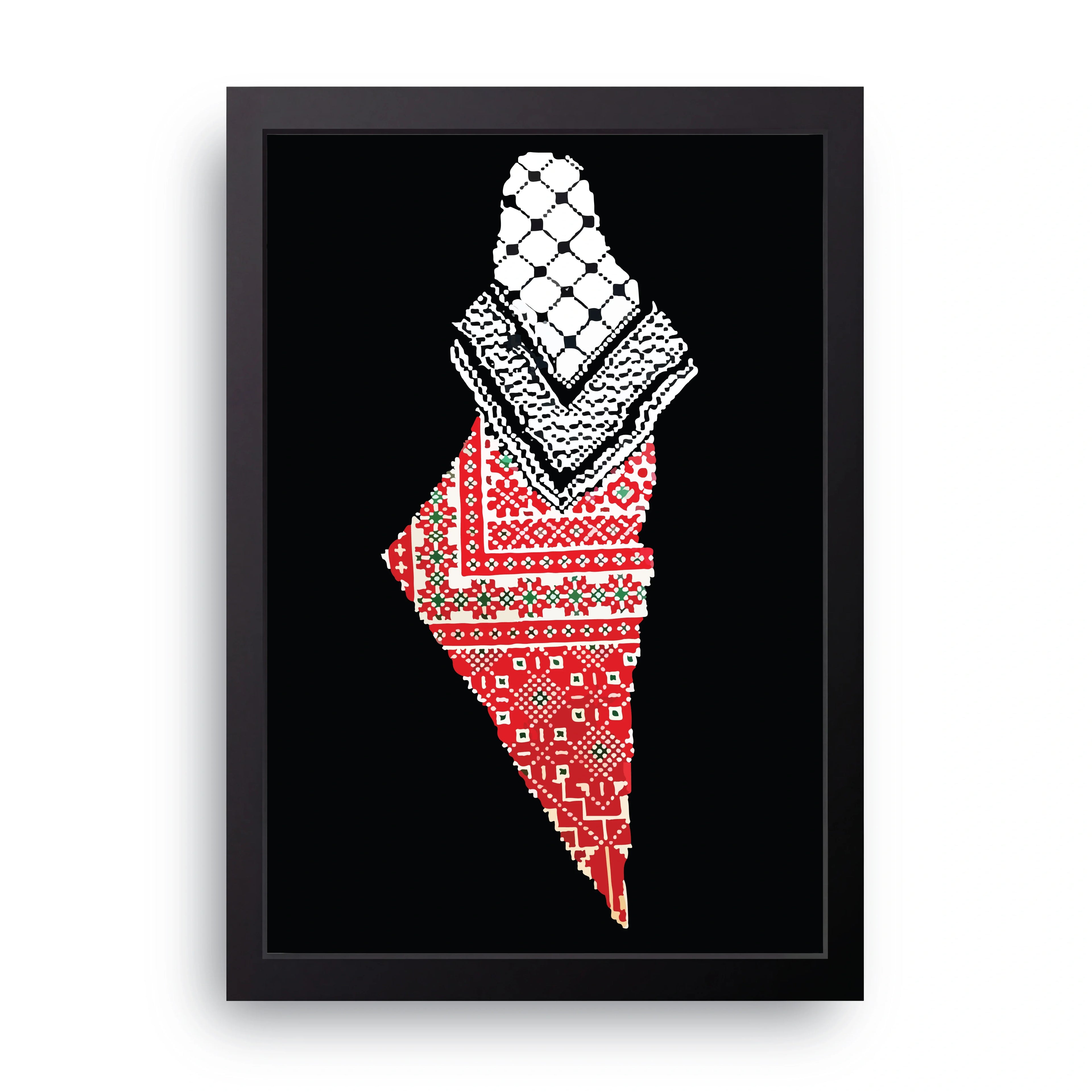 Palestine Map Embroidery framed wall art print — HIBR