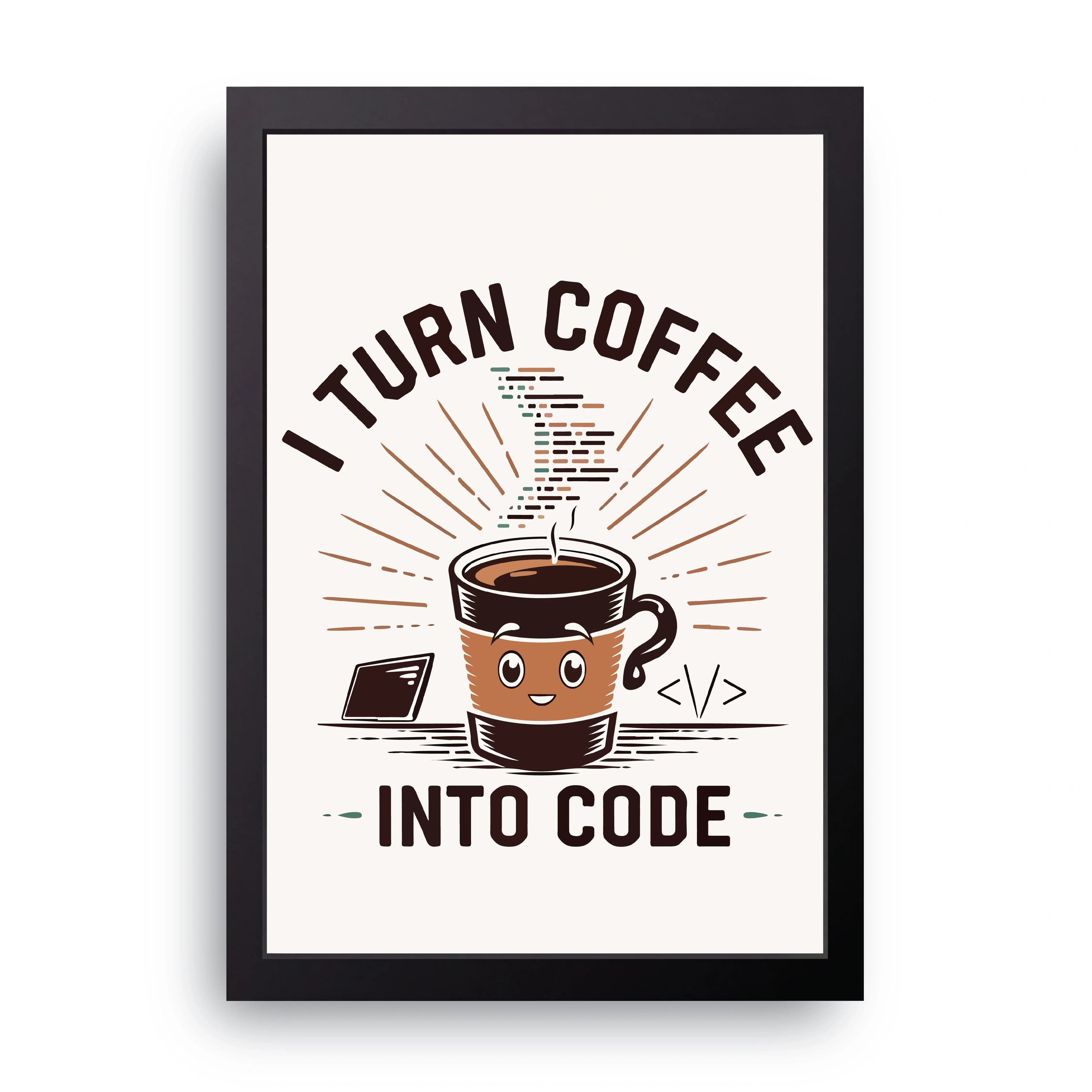 Coffee Into Code framed wall art print — HIBR