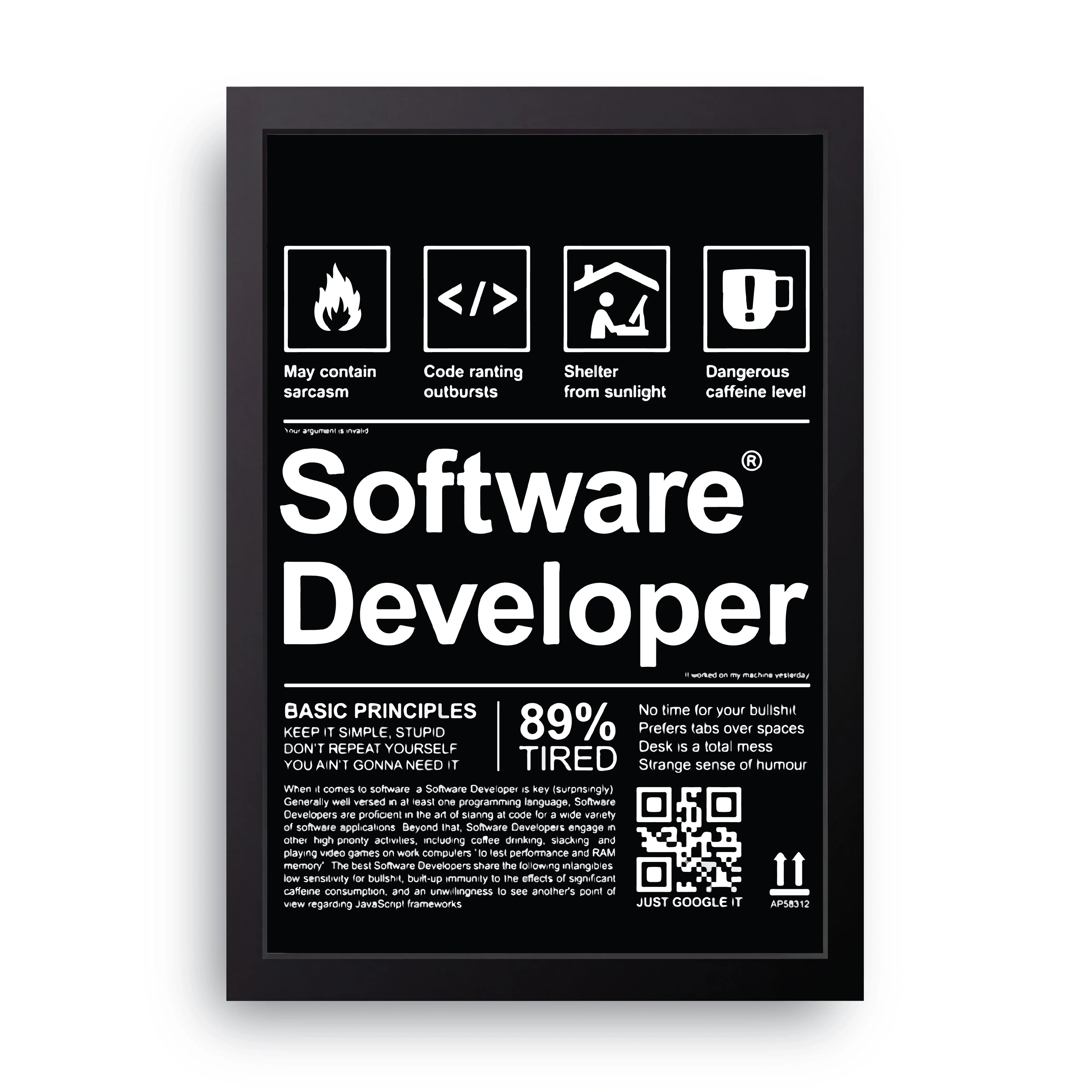 Software Developer framed wall art print — HIBR