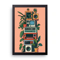 Retro Stereo Stack framed wall art print — HIBR