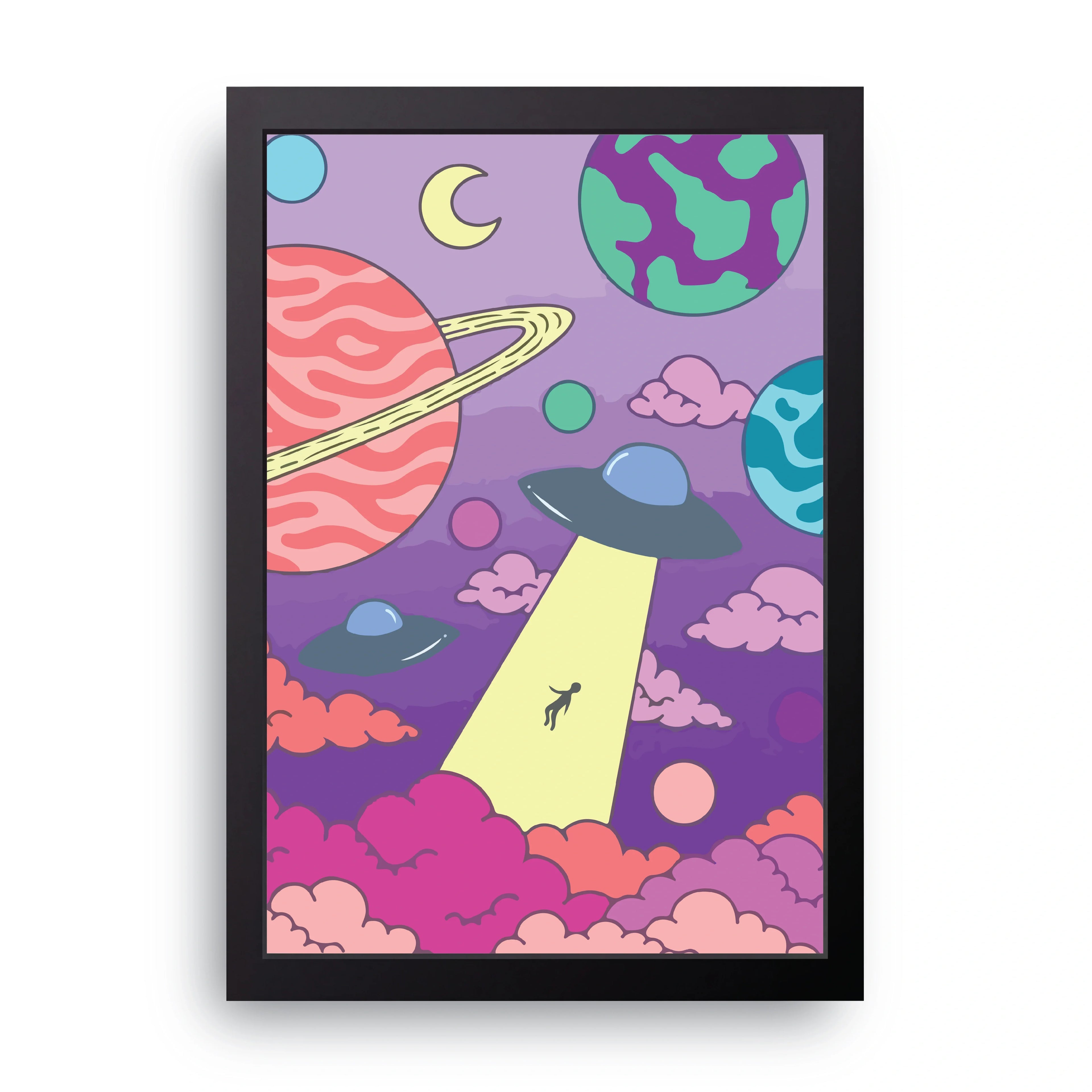 UFO Abduction framed wall art print — HIBR