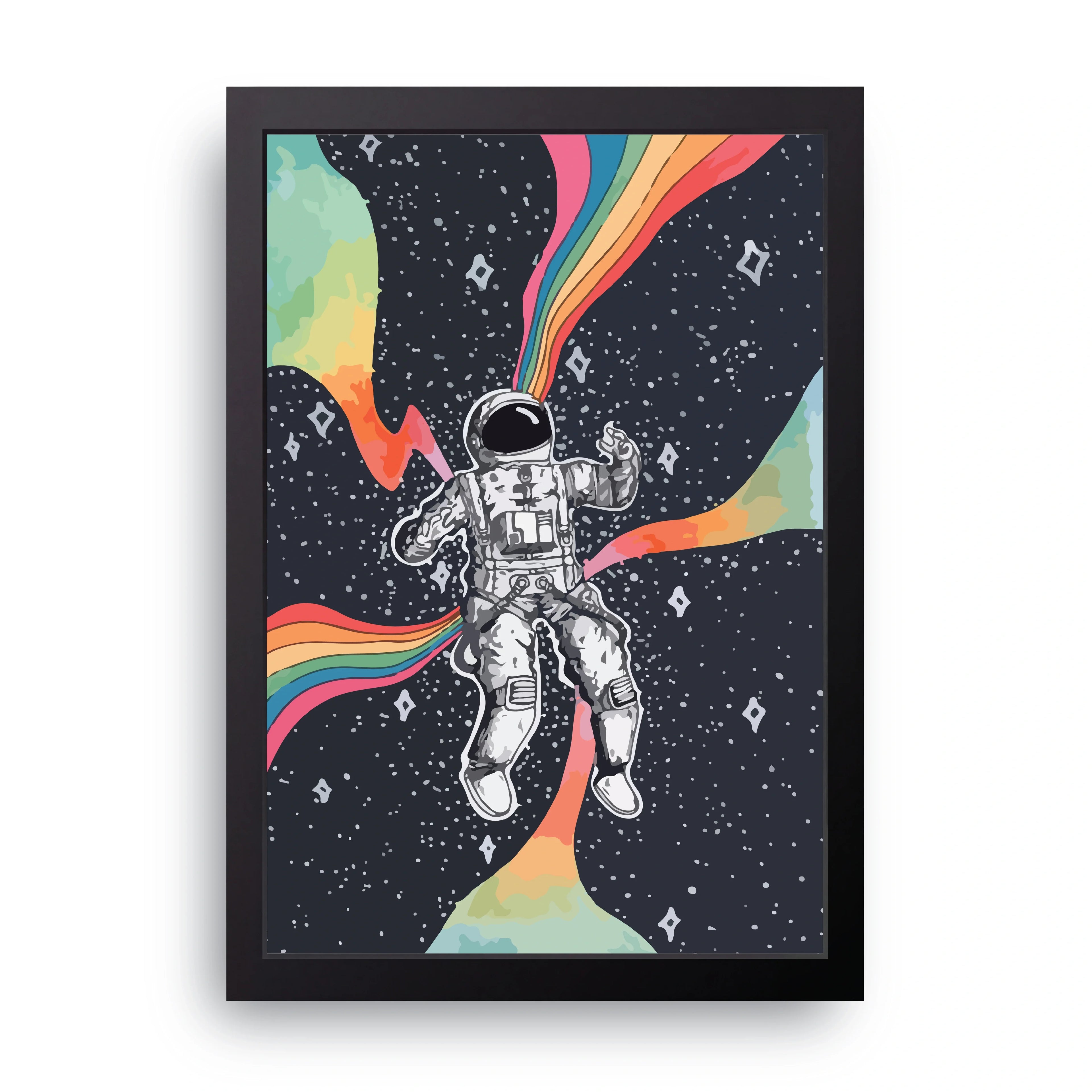 Rainbow Astronaut framed wall art print — HIBR